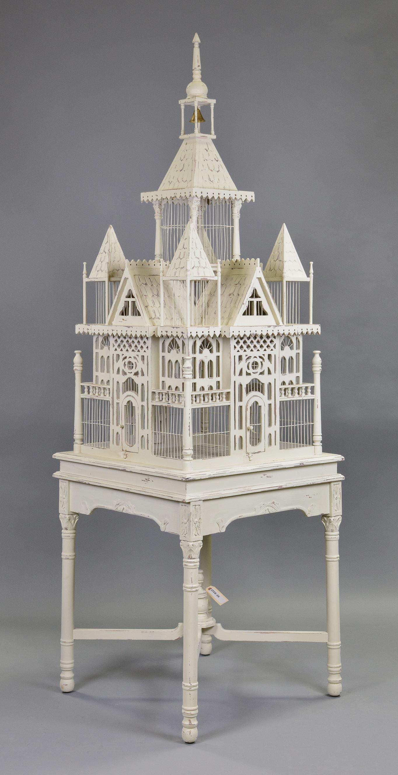 Large Painted Manor Style Bird Cage On Tall Legs (1 of 3)