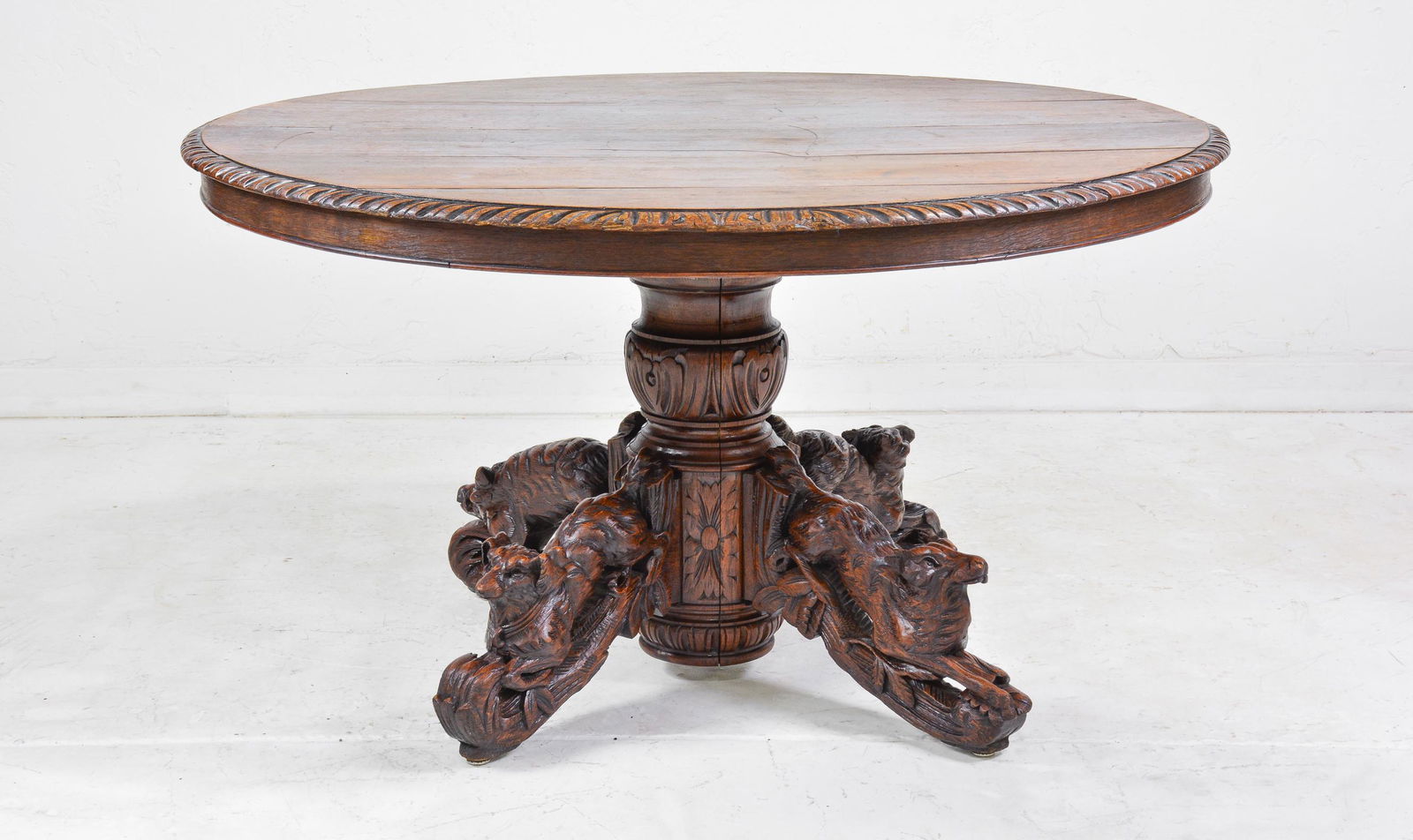 Black Forest Carved Oval Hunt Table (1 of 10)