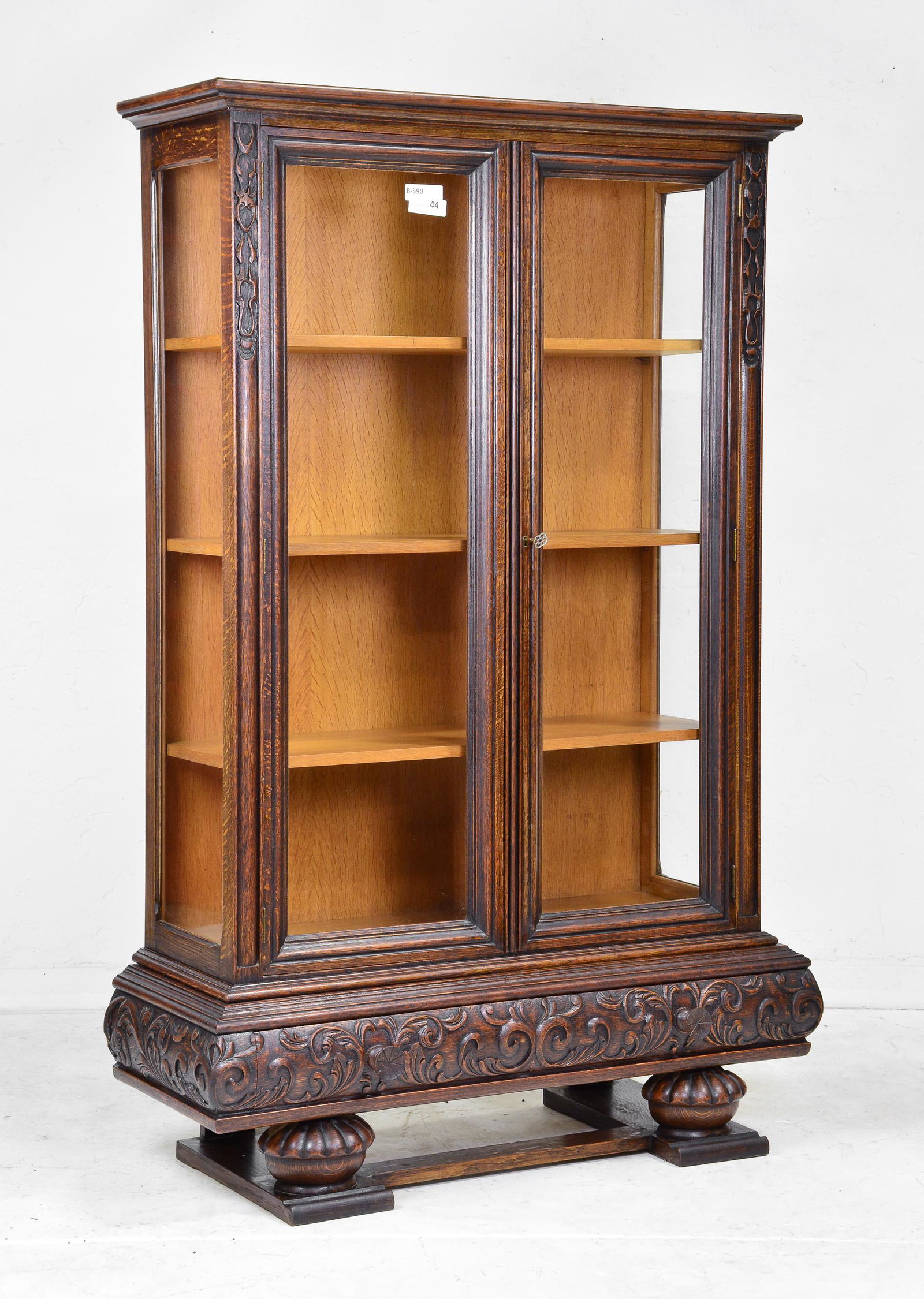 Carved Oak Single Door Display / China Cabinet (1 of 2)