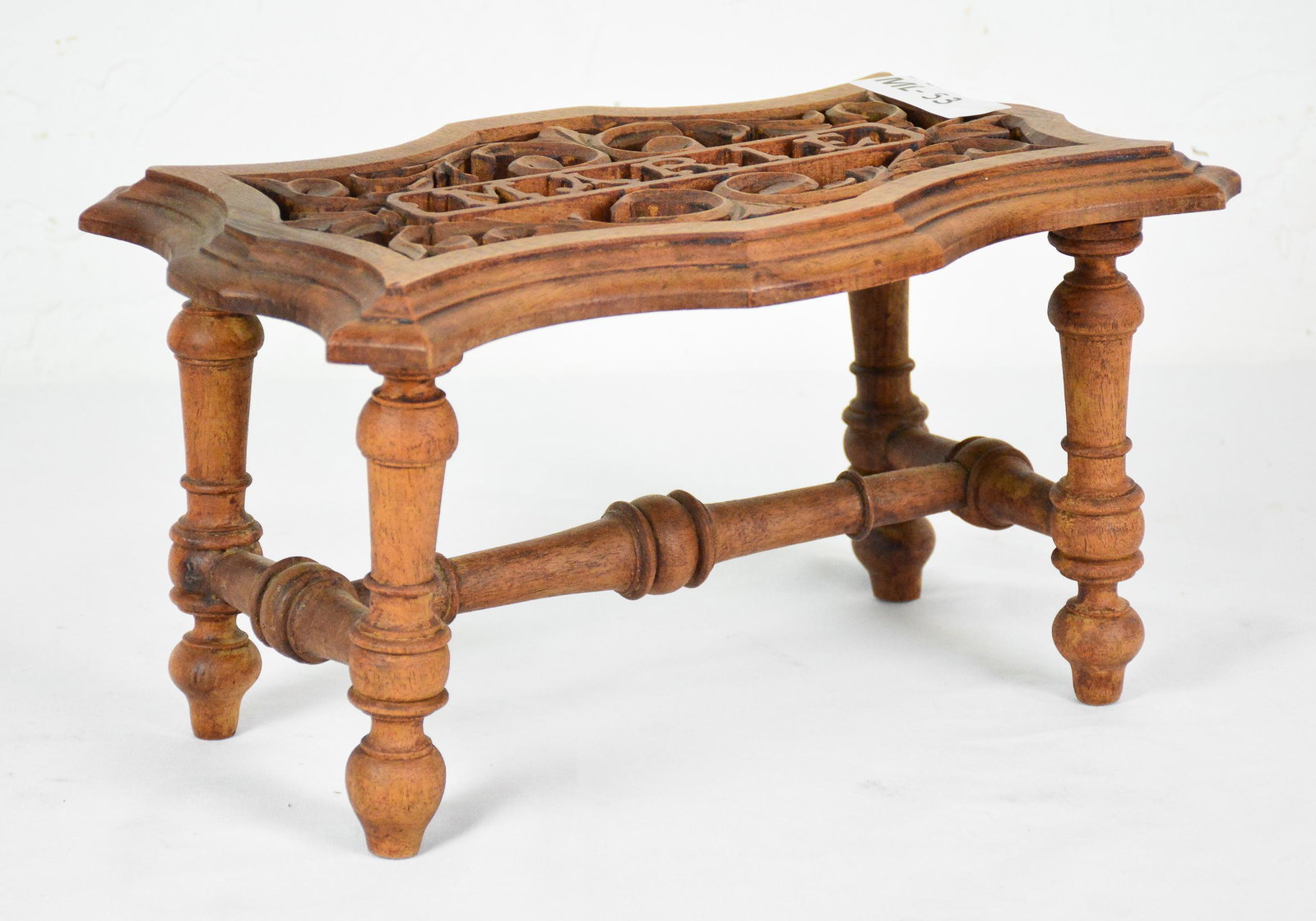 Carved Footstool " Marie ": Carved Footstool " Marie " - 7 in tall x 14 x 9