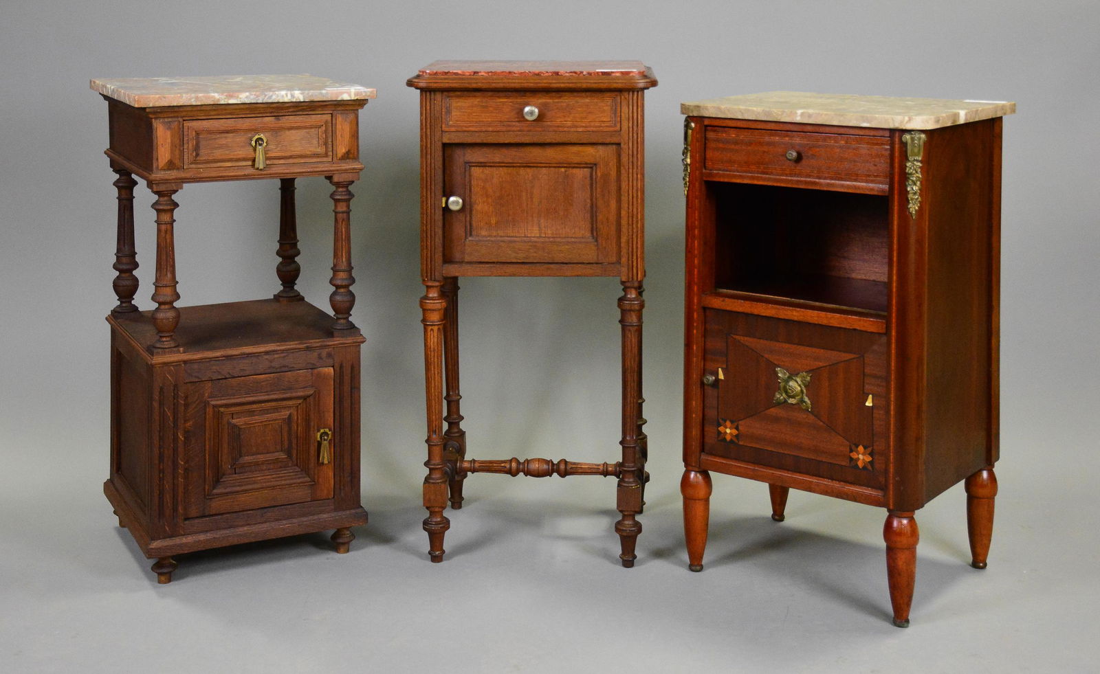 3 French Marble Top Nightstands / Pot Cupboards (1 of 7)