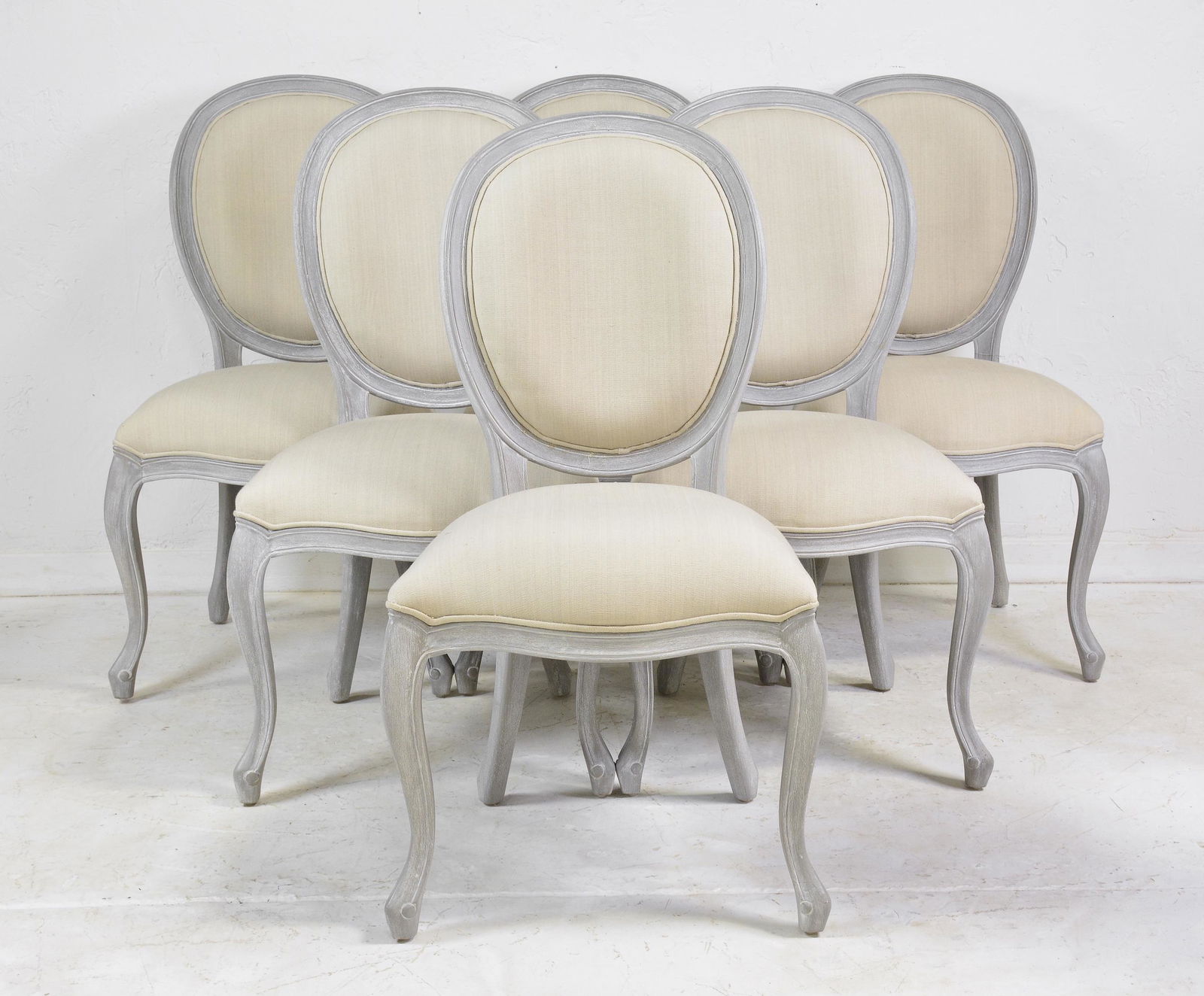 Set Of 6 Painted Grey Casual Dining Chairs (1 of 4)