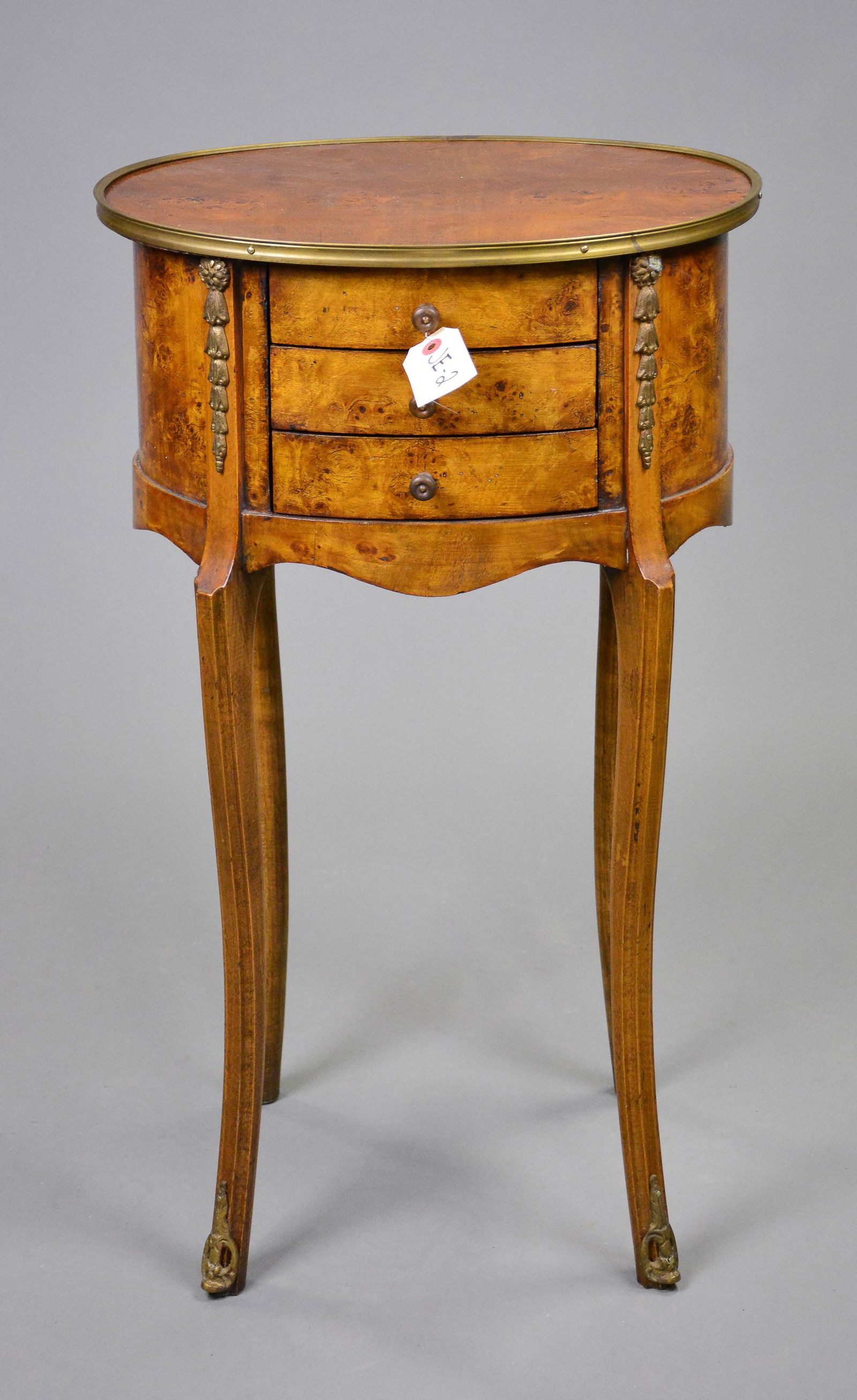 French 3 Drawer Oval Lamp / Side Table (1 of 3)