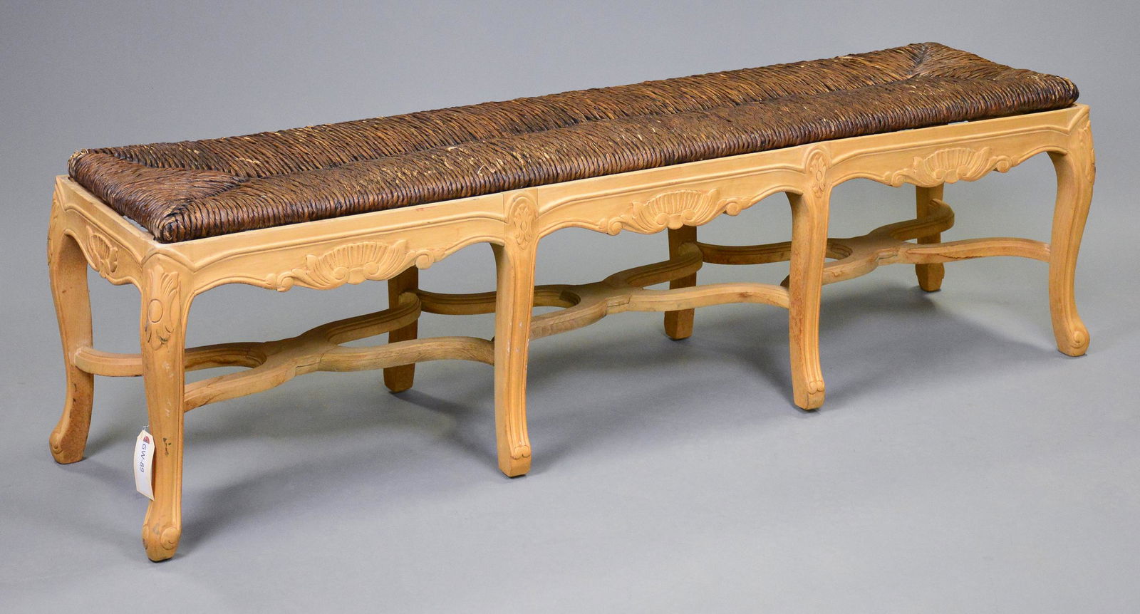 Long Low Country French Wicker Bench (1 of 4)