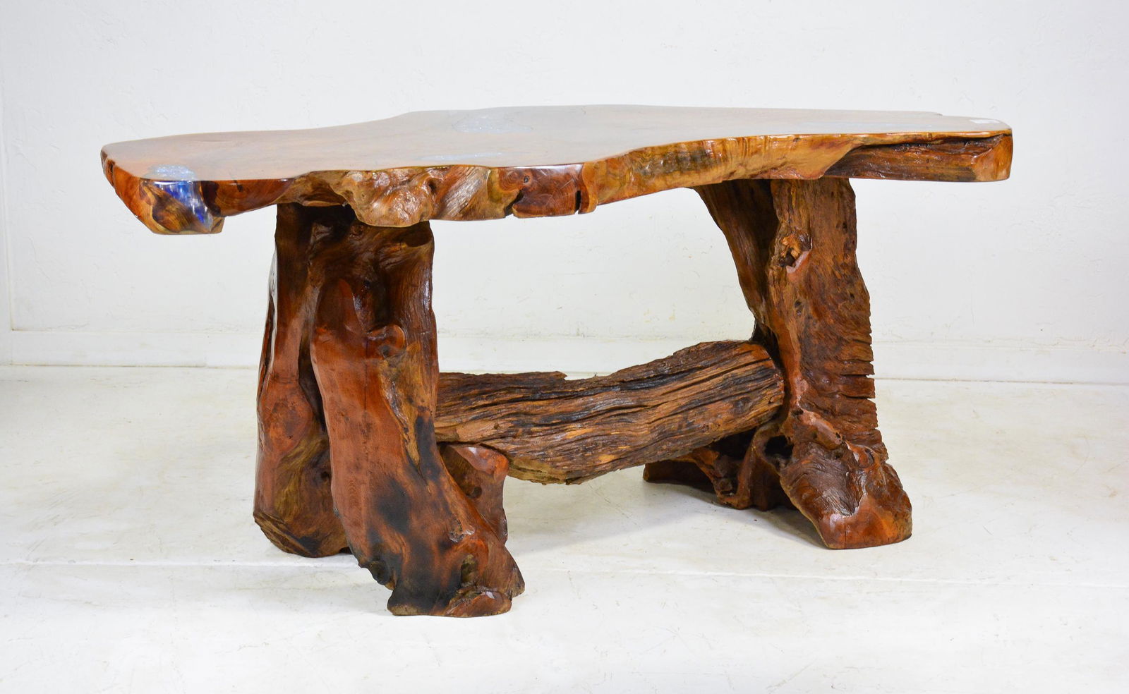 Volcanic Glass Inlaid Teak Root Table (1 of 6)