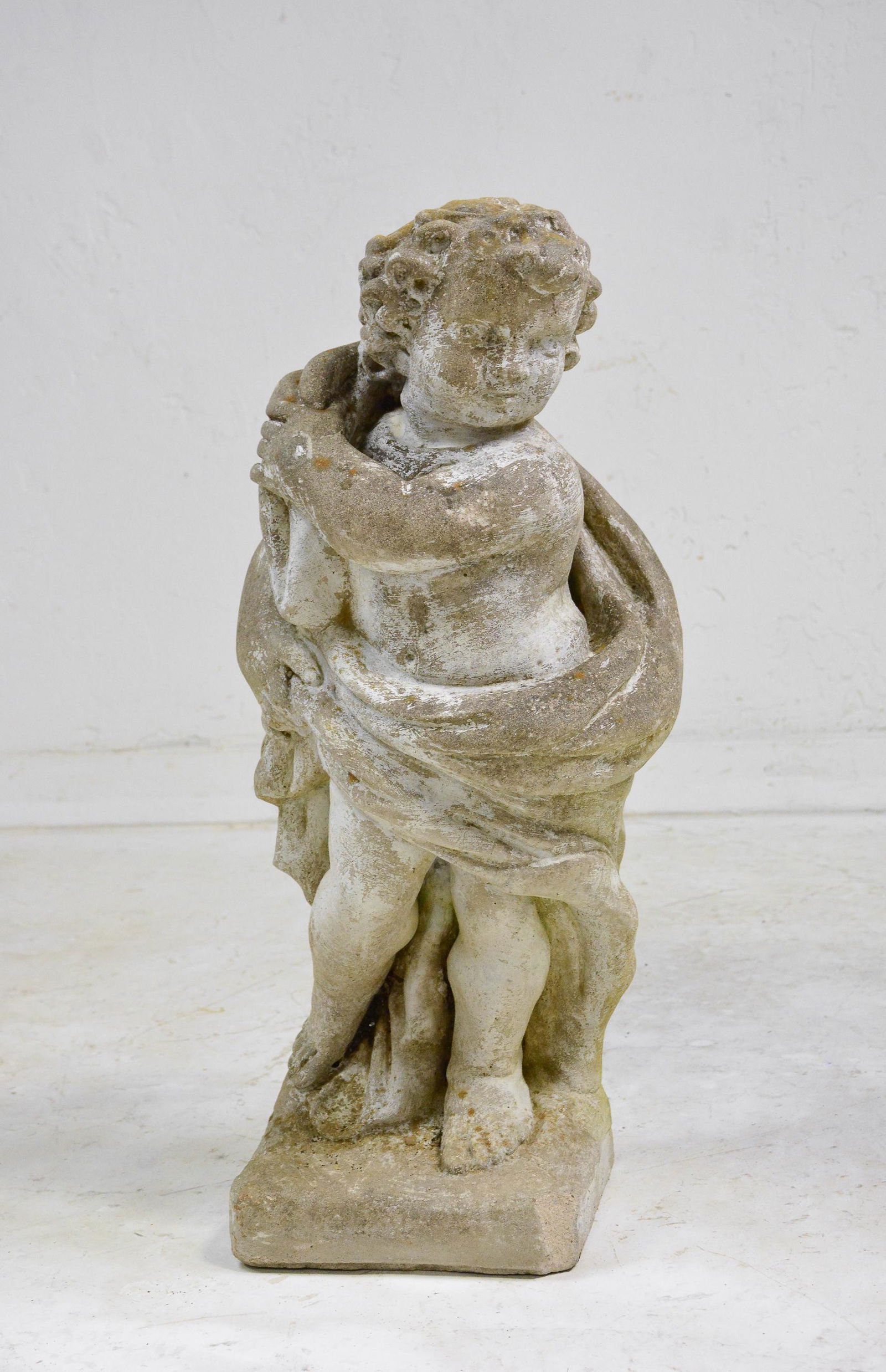 Cast Stone Cherub Figure With Fabric (1 of 4)