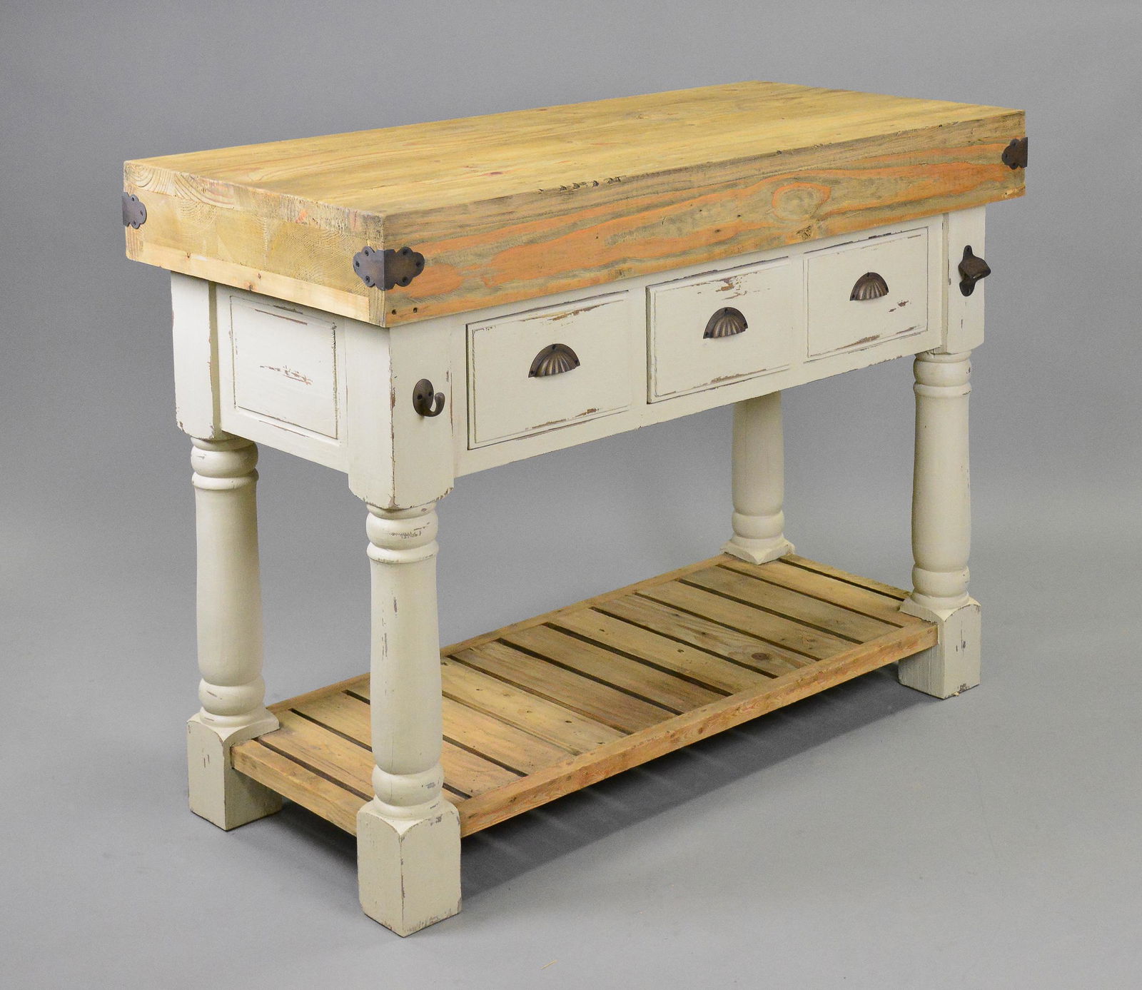 Farmhouse 3 Drawer Kitchen Island (1 of 3)