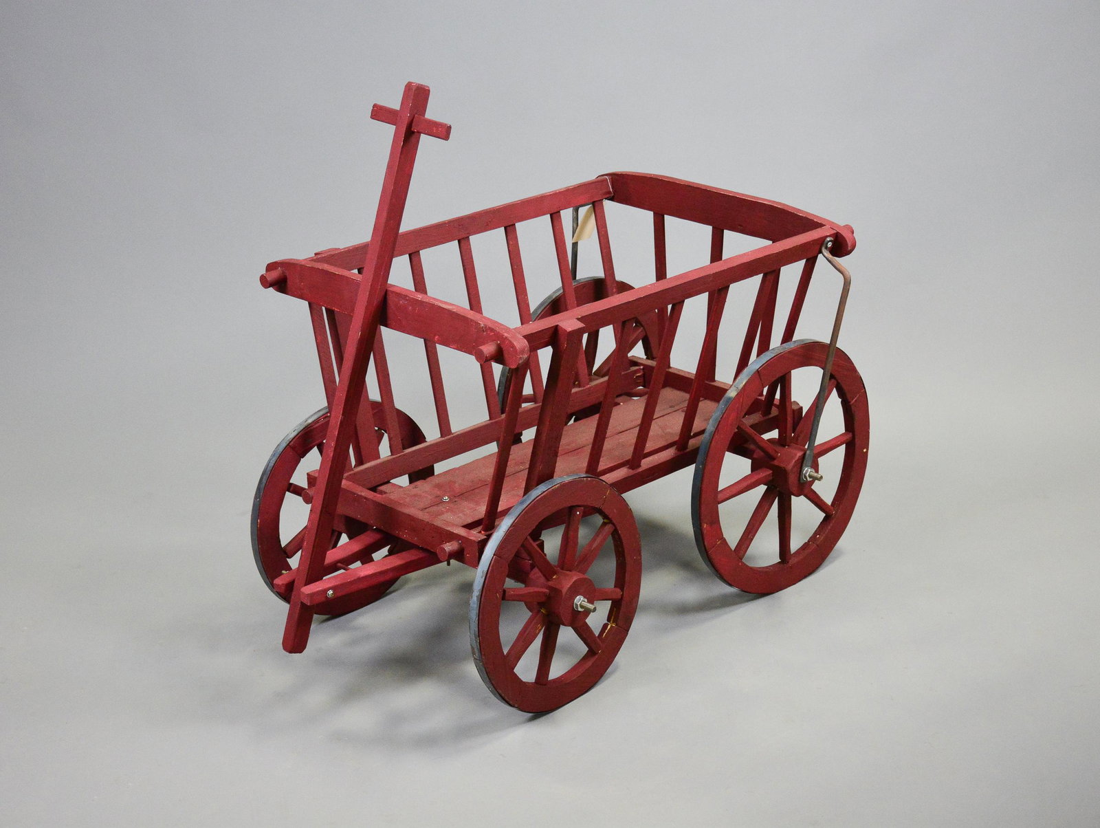 Red Painted European Dog Cart: Red Painted European Dog Cart - 22 in tall x 61 x 20