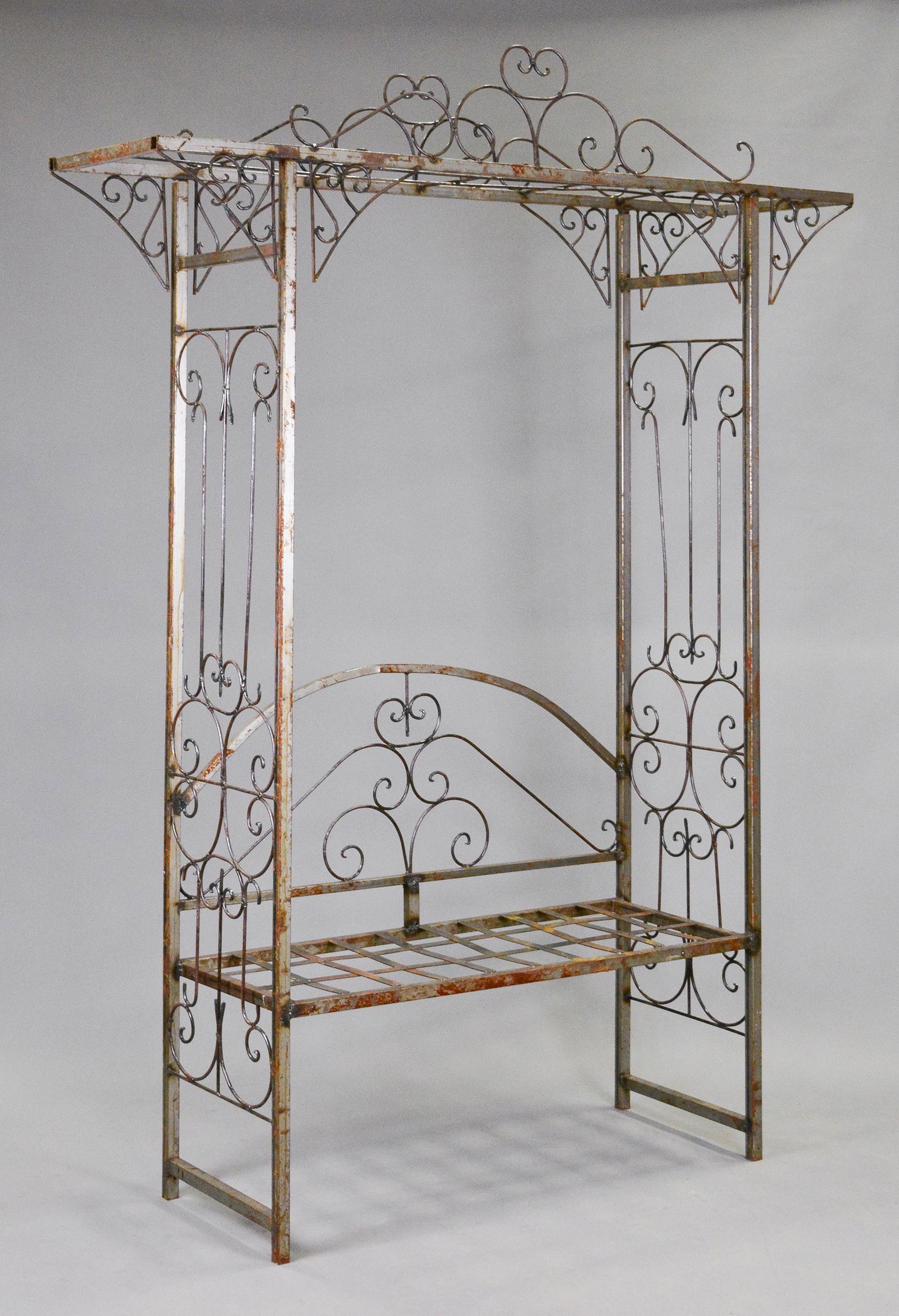 French Style Metal Arbor With Bench #2 (1 of 3)