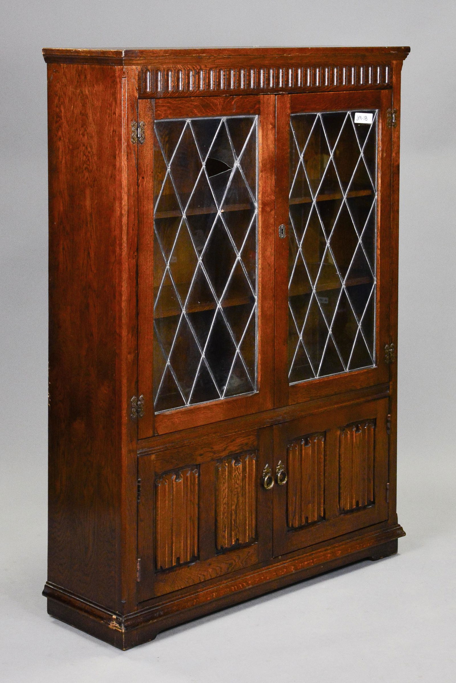 British Leaded Glass Door Bookcase #1 (1 of 4)