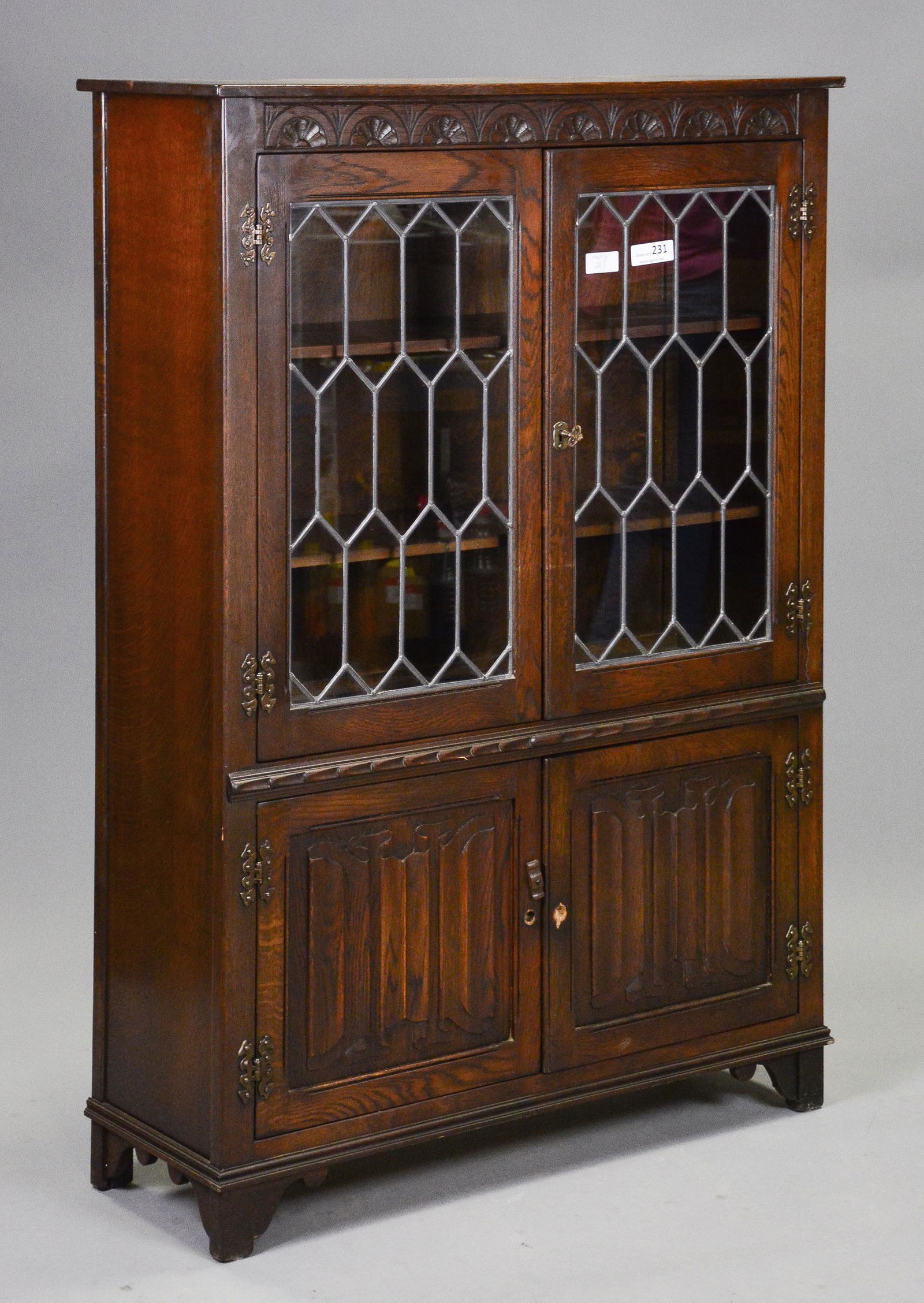 British Leaded Glass Door Bookcase #2 (1 of 4)