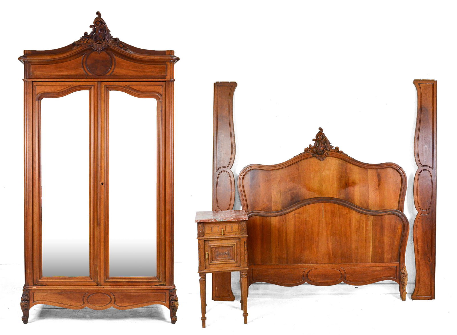 Louis XV Style Armoire, Bed & Nightstand (1 of 12)