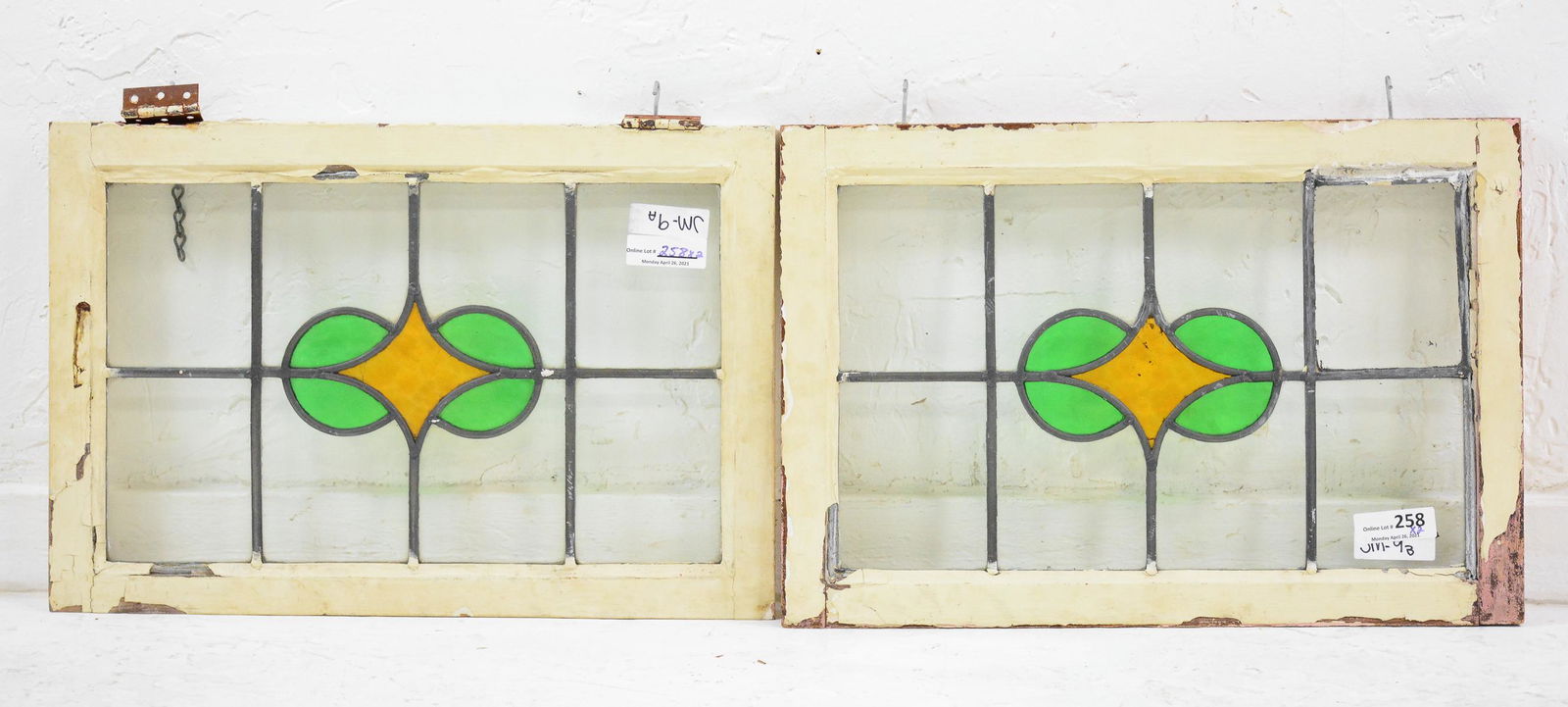 2 Small Stained Glass Windows - Green / Orange (1 of 3)