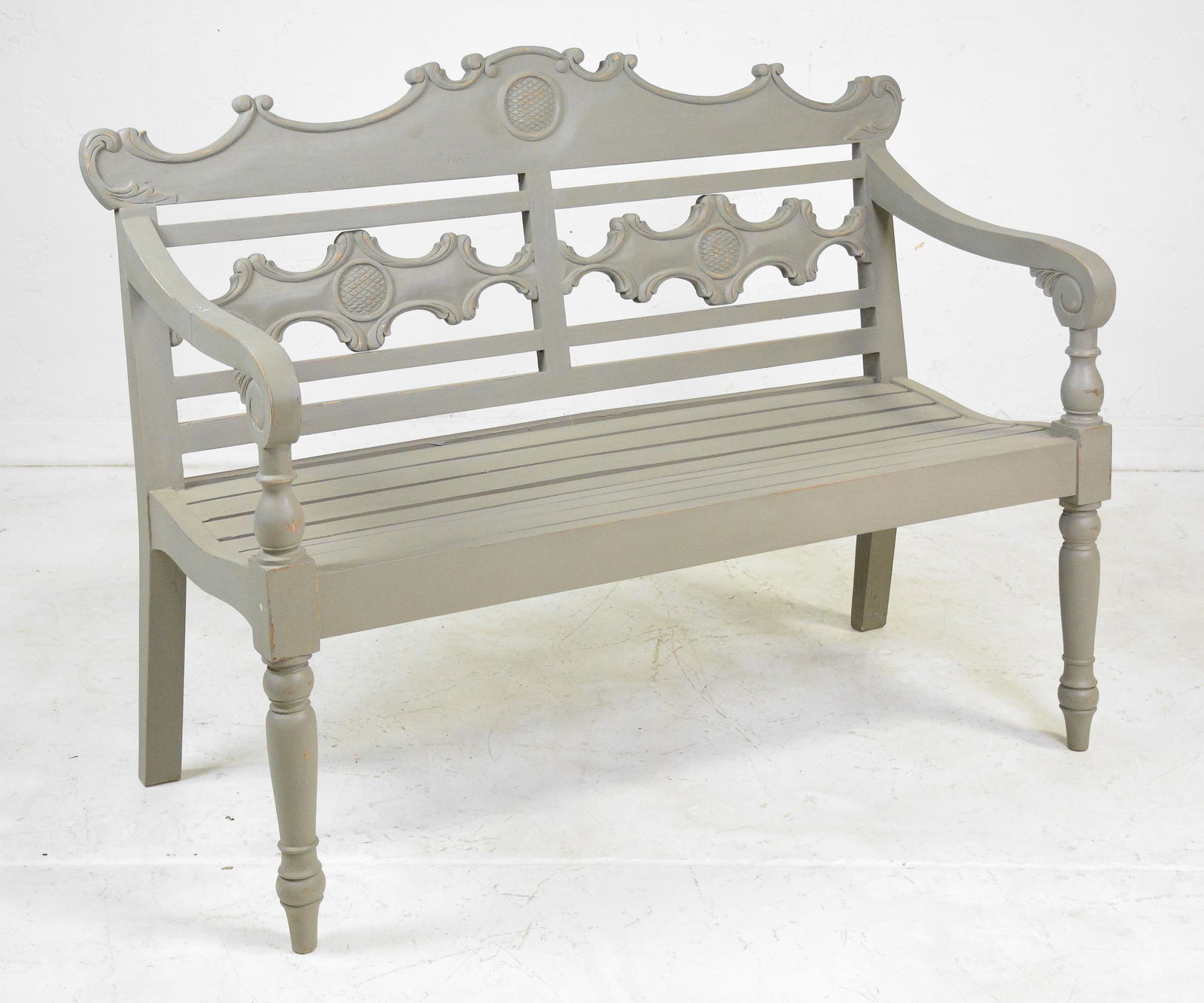Painted Teak Garden Bench #3 (1 of 3)