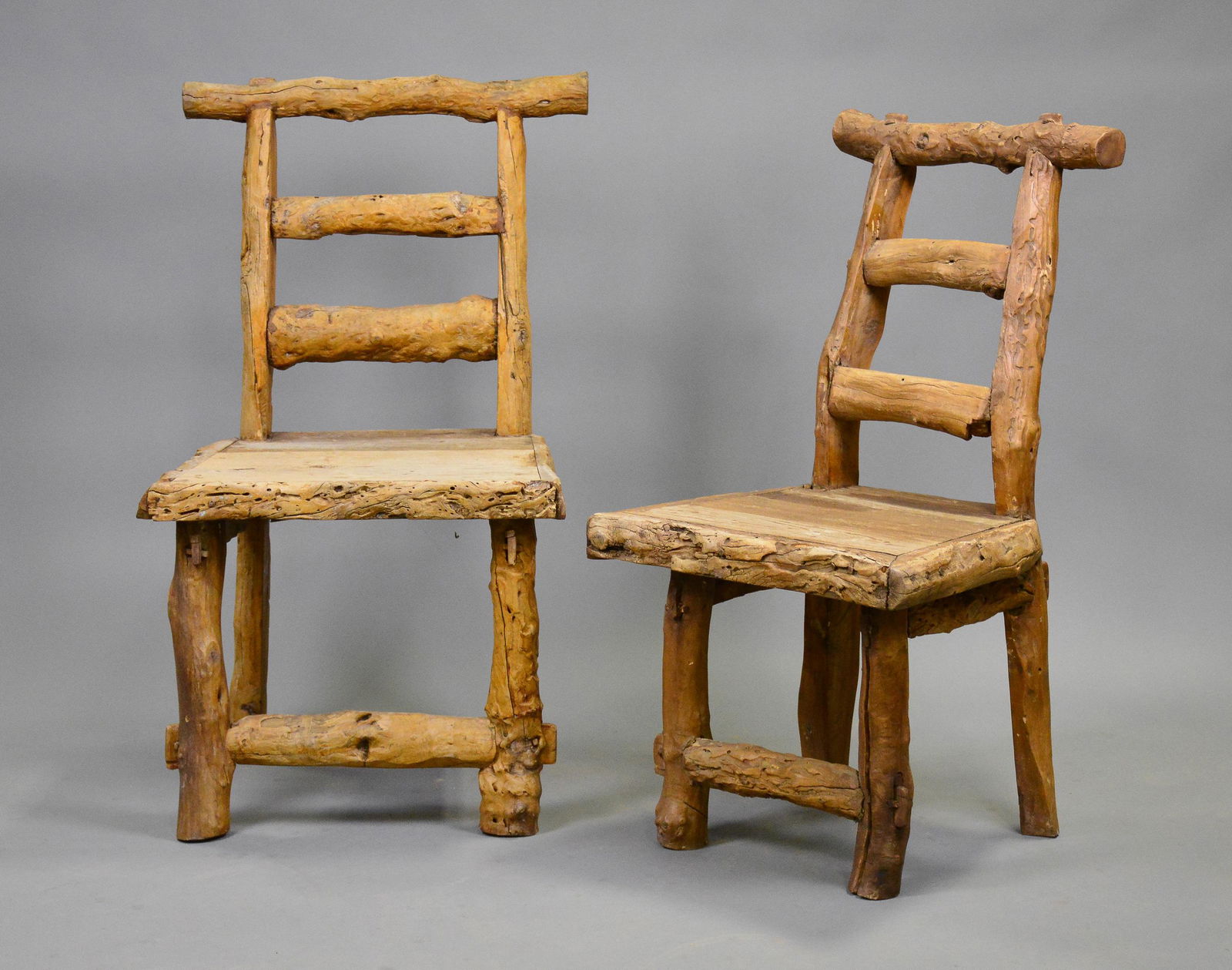 2 Rustic Wood Chairs (1 of 5)