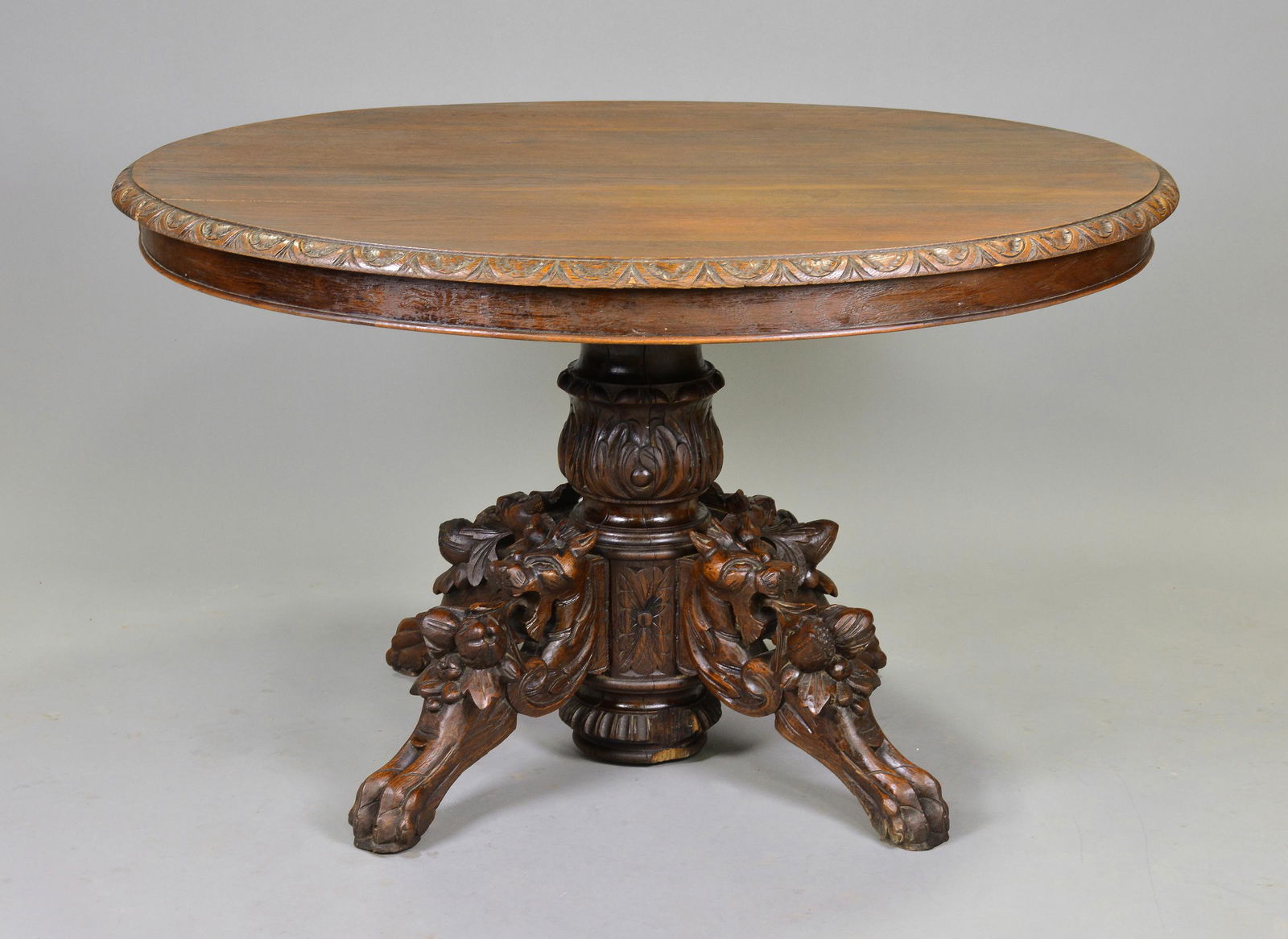 Carved Oak Oval Hunt Table (1 of 6)