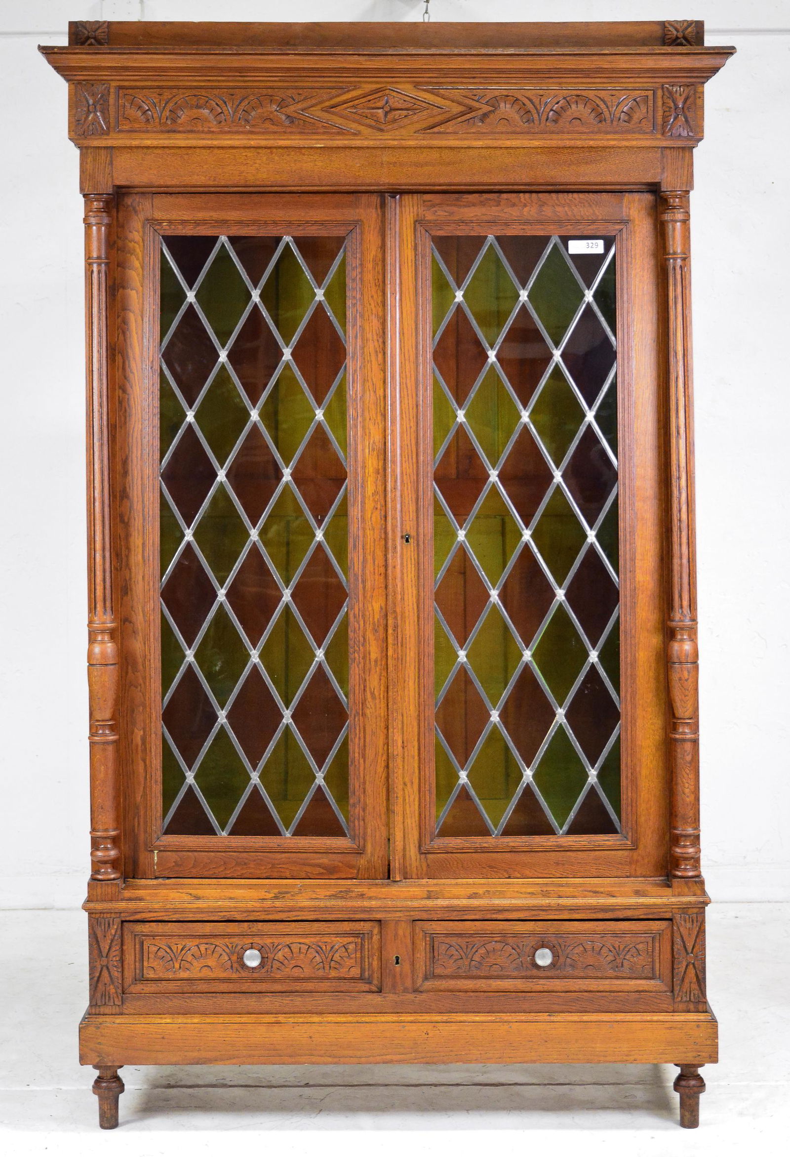 French Stained Leaded Glass Door Bookcase (1 of 6)