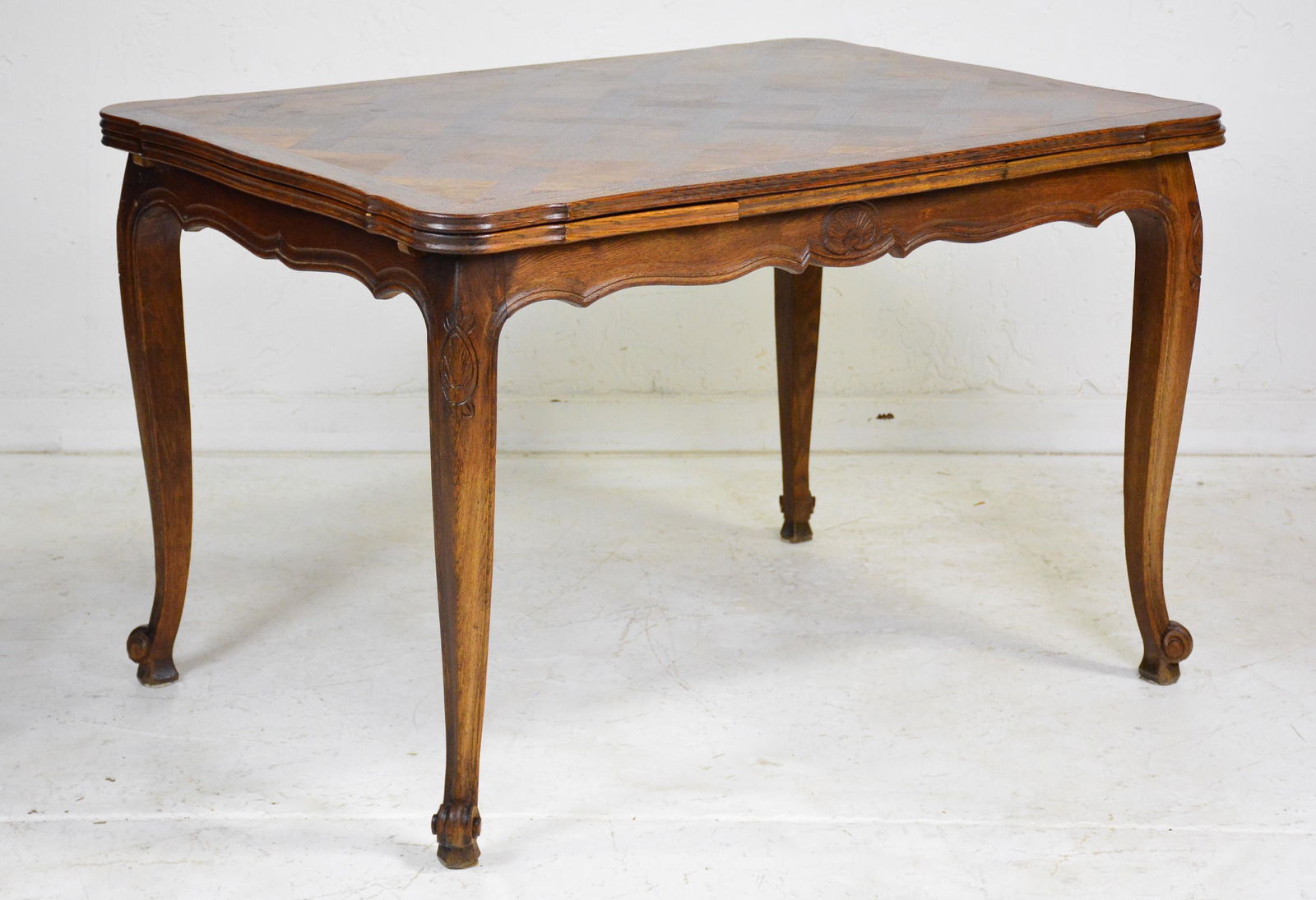 Country French Parquet Top Draw Leaf Table (1 of 3)