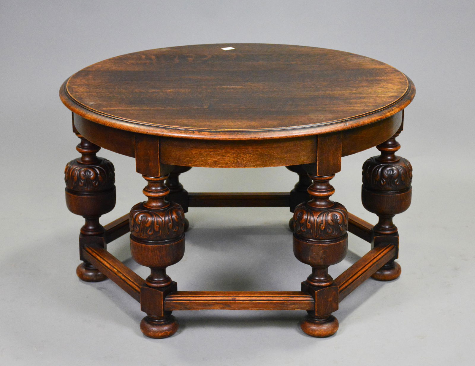 Tudor Style Round Oak Coffee Table (1 of 3)