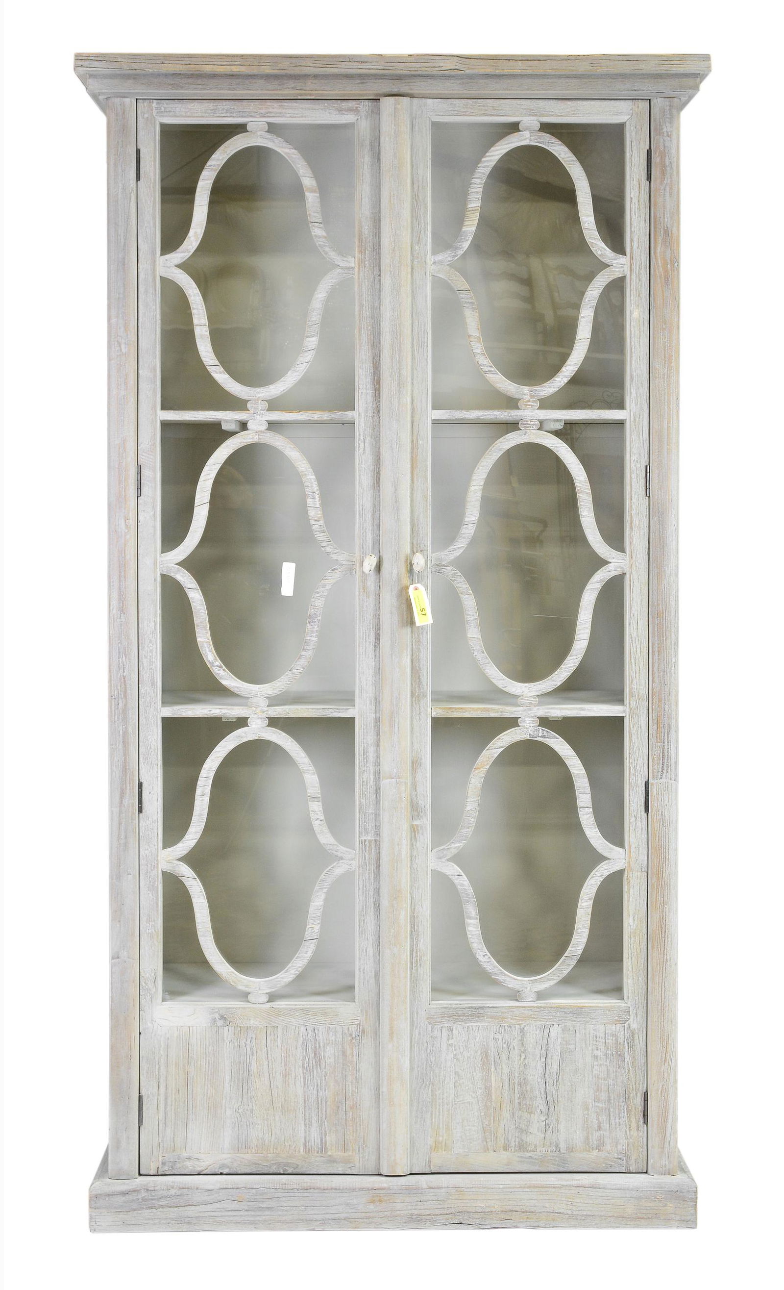 Tall Double Door Grey Painted Display Cabinet #1 (1 of 2)