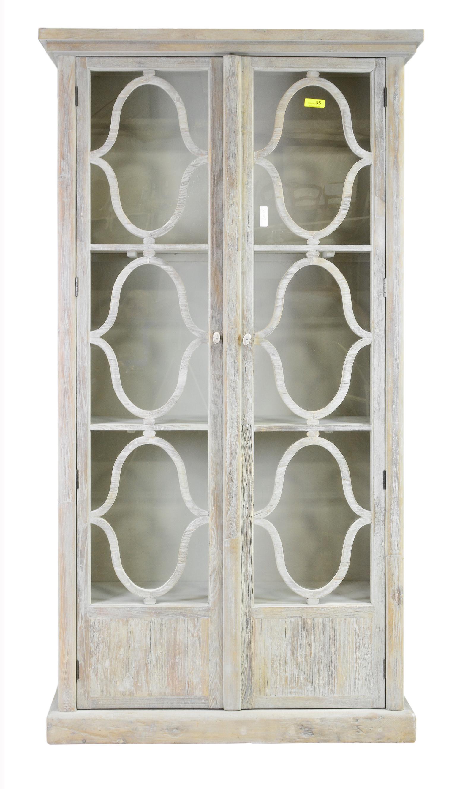 Tall Double Door Grey Painted Display Cabinet #2 (1 of 2)