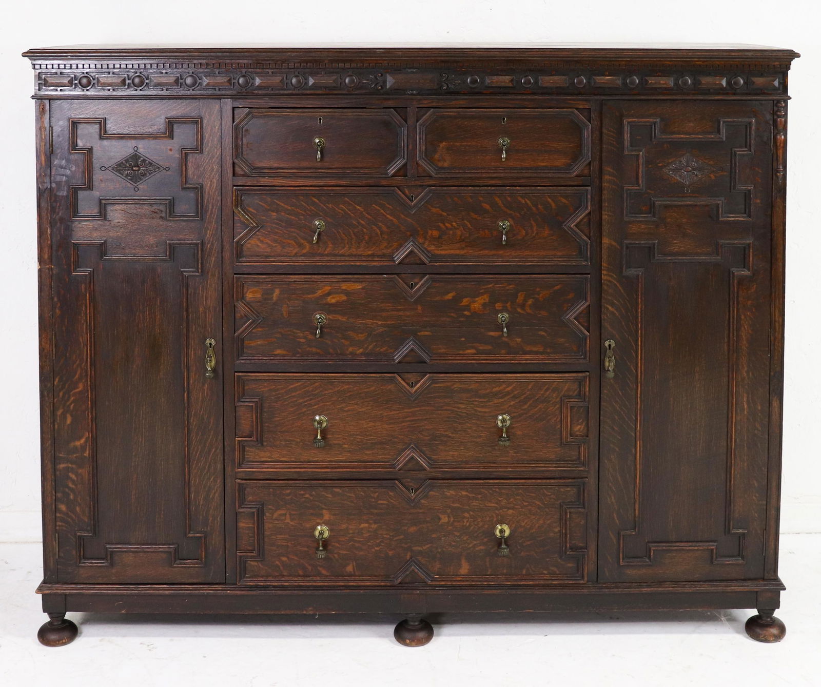 British Jacobean Style Linen Cabinet / Chest (1 of 6)