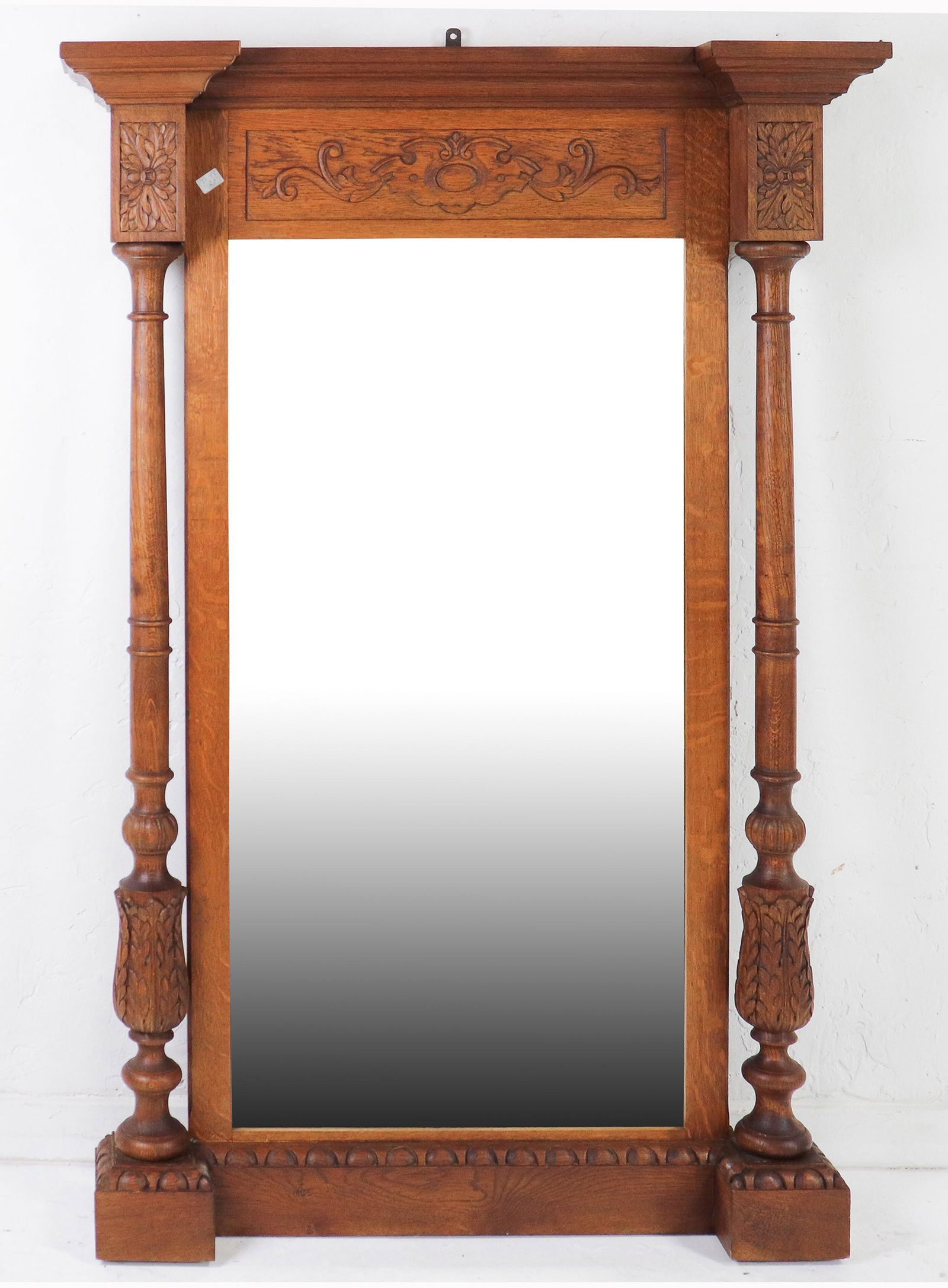 Carved French Beveled Mirror with Columns (1 of 4)