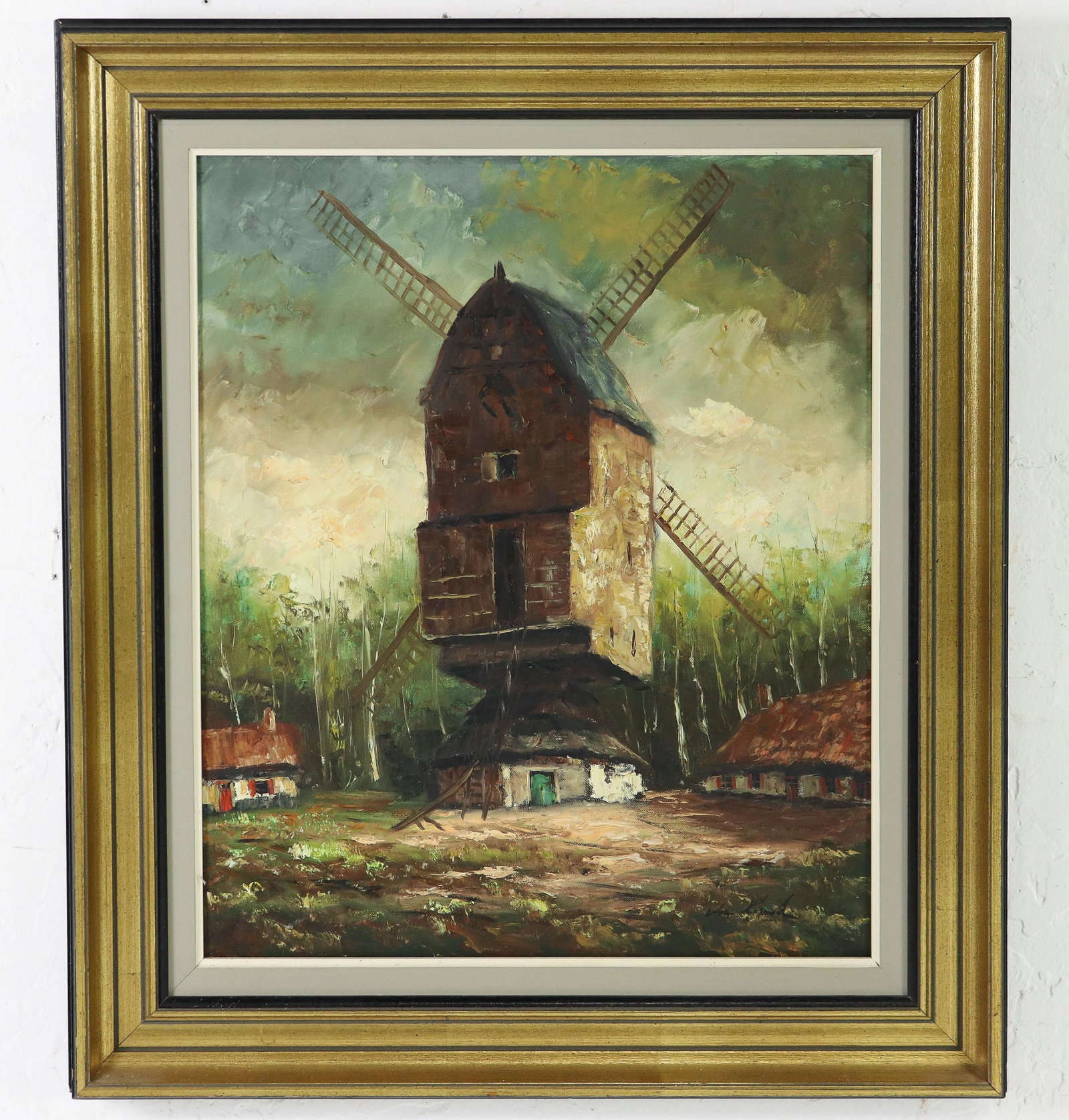 Framed European Oil Painting - Windmill (1 of 5)