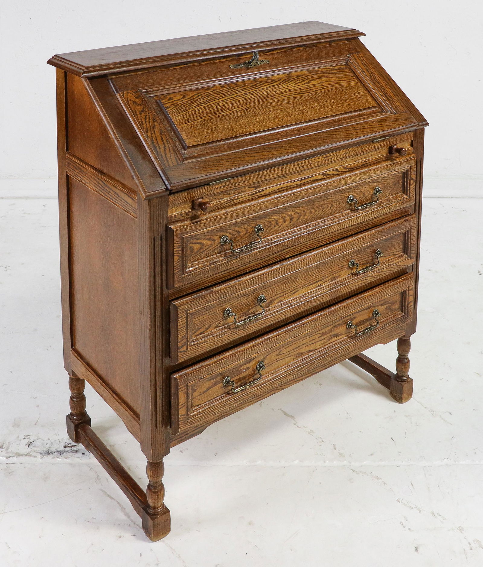 Country French Oak Drop Front Desk (1 of 4)