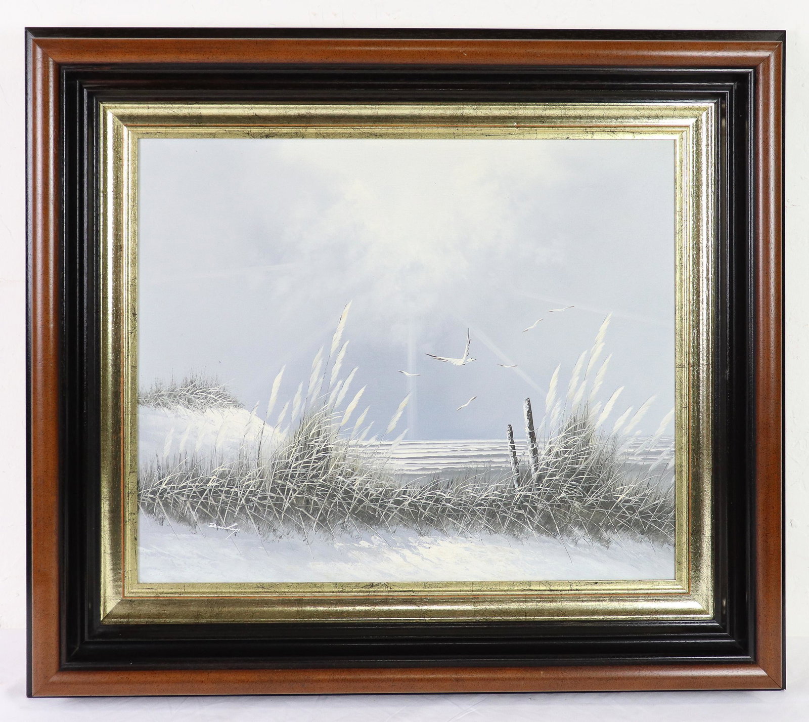 Framed Oil Painting    - Winter Beach Scene (1 of 5)