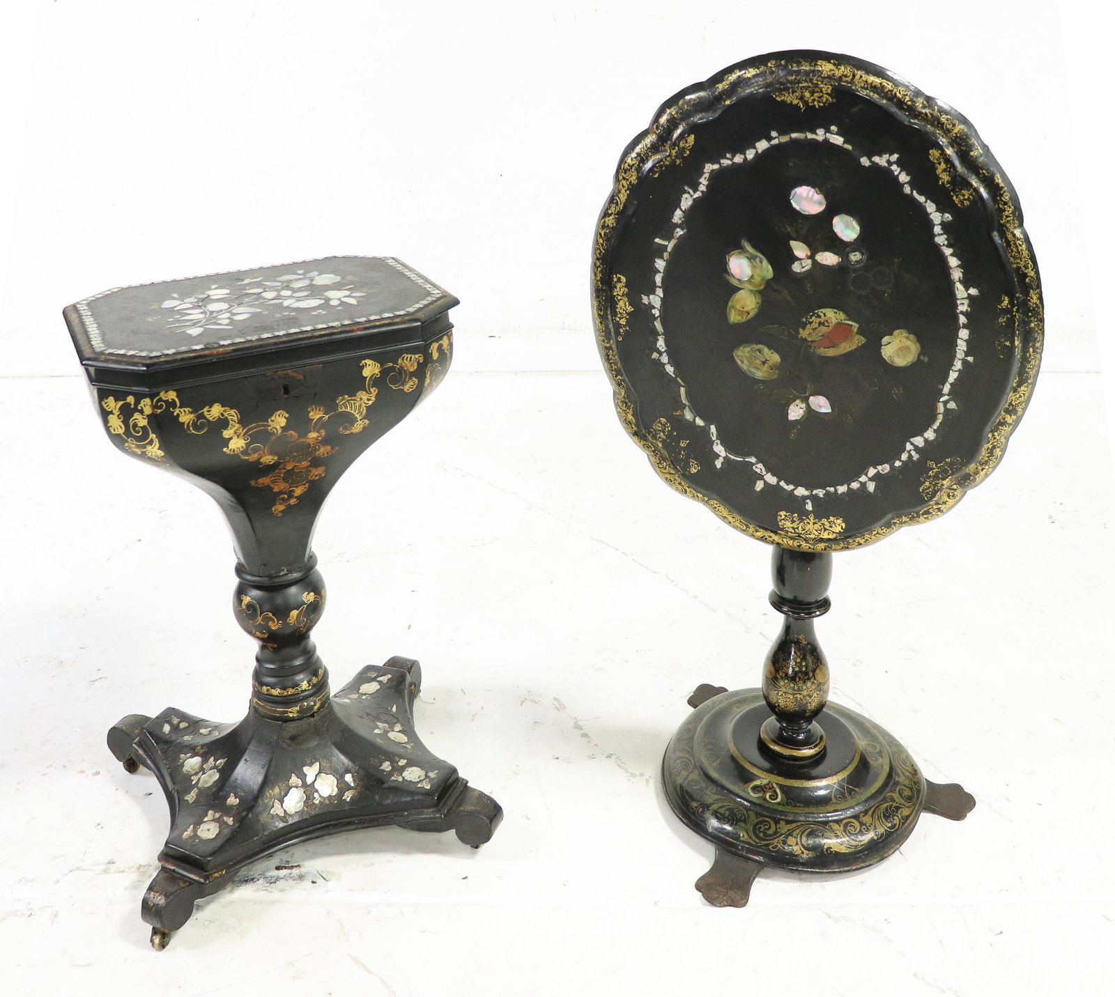 Paper Mache / Mother of Pearl Sewing Box & Table (1 of 11)