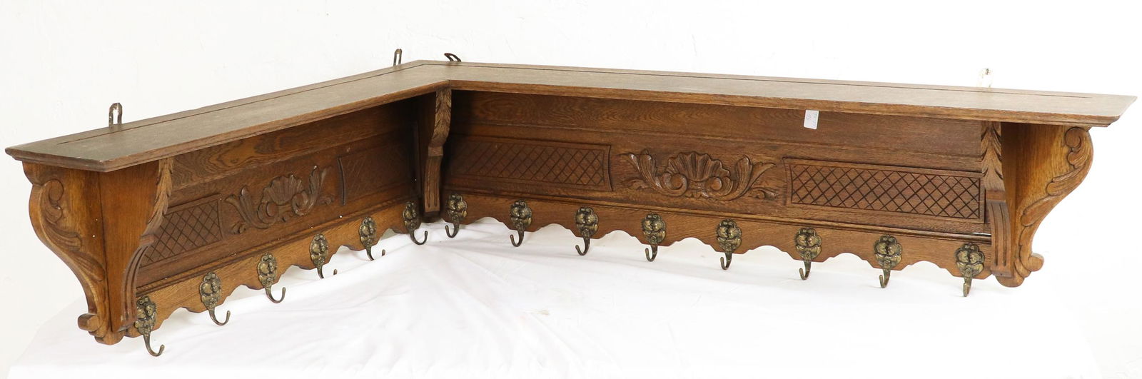 Carved European Wall Corner Shelf With Hooks (1 of 5)