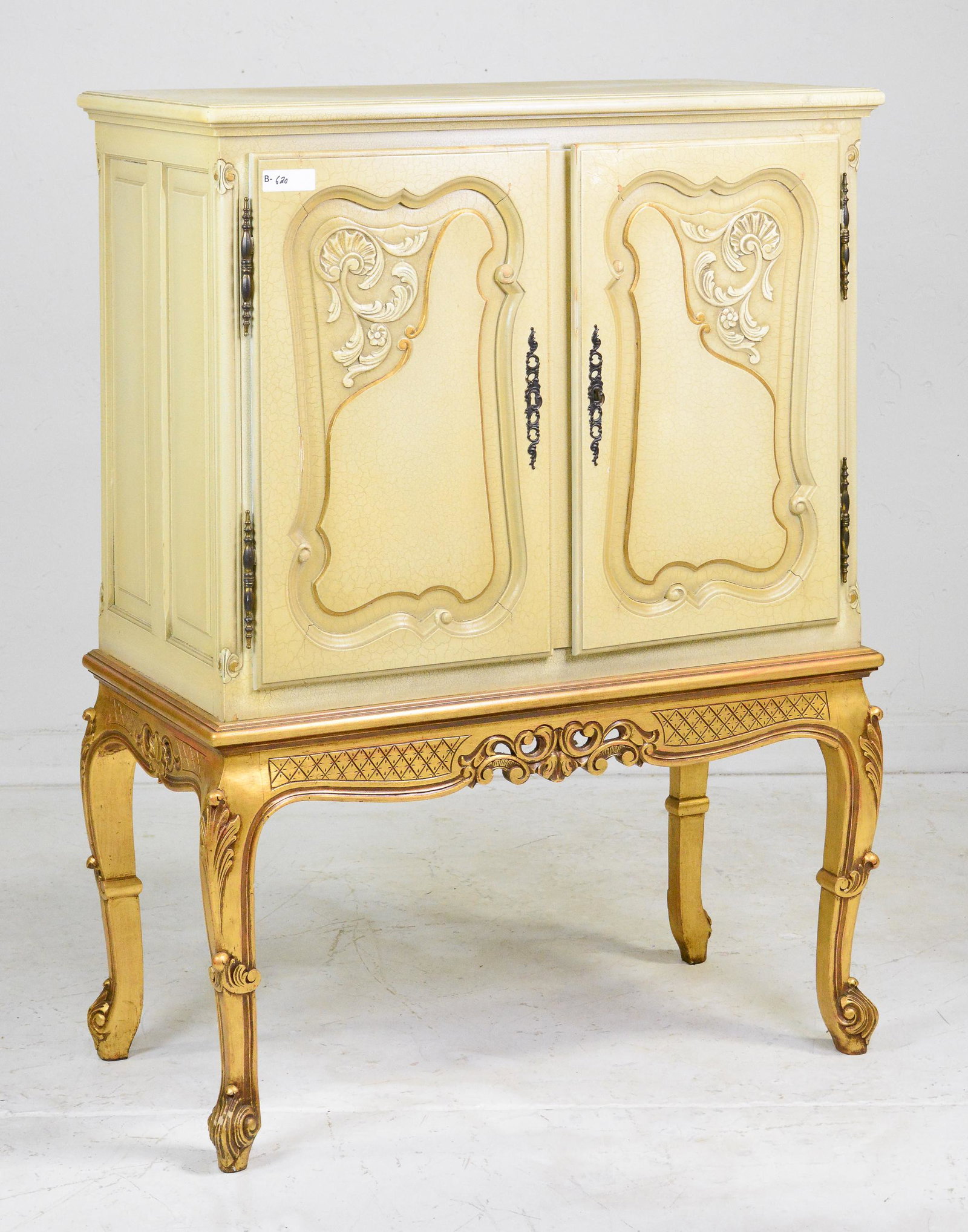 Painted French 2 Door Cabinet - No Back: Painted French 2 Door Cabinet - No Back - 51 in tall x 38 x 20