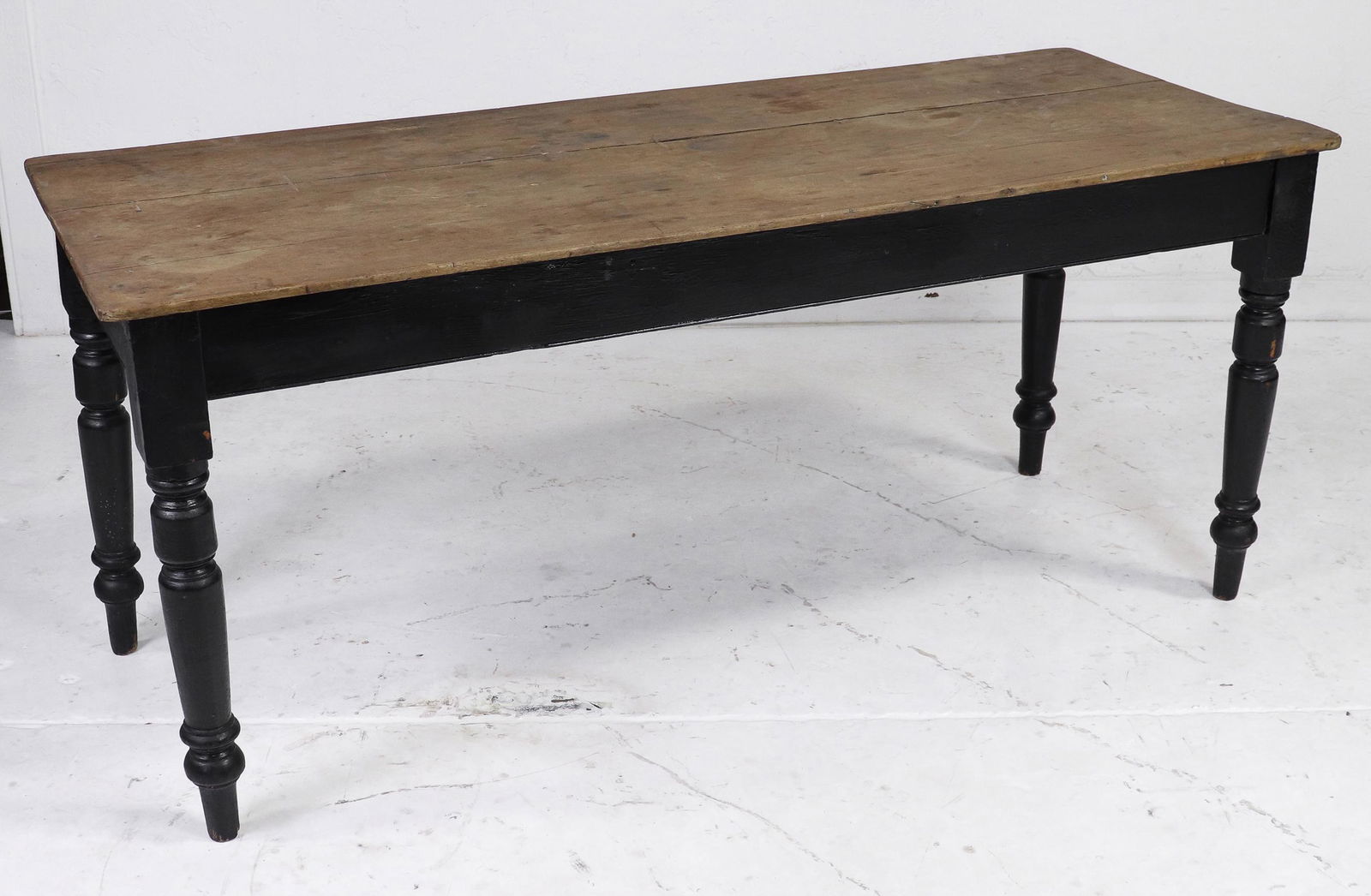 Black Painted Base Farm Table With Turned Legs (1 of 5)