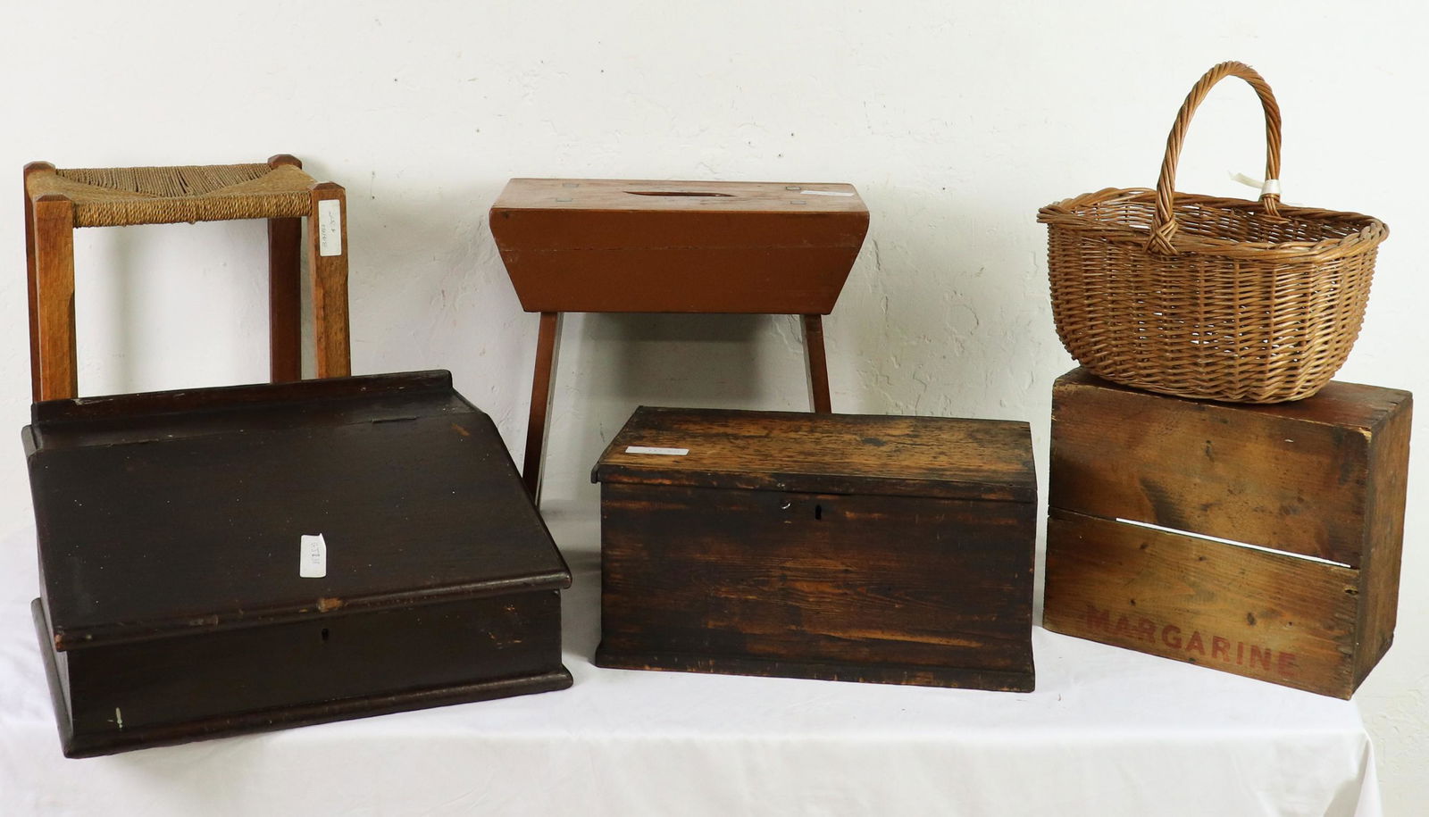 Group of 6 Country Items - Stools, Boxes Etc. (1 of 7)