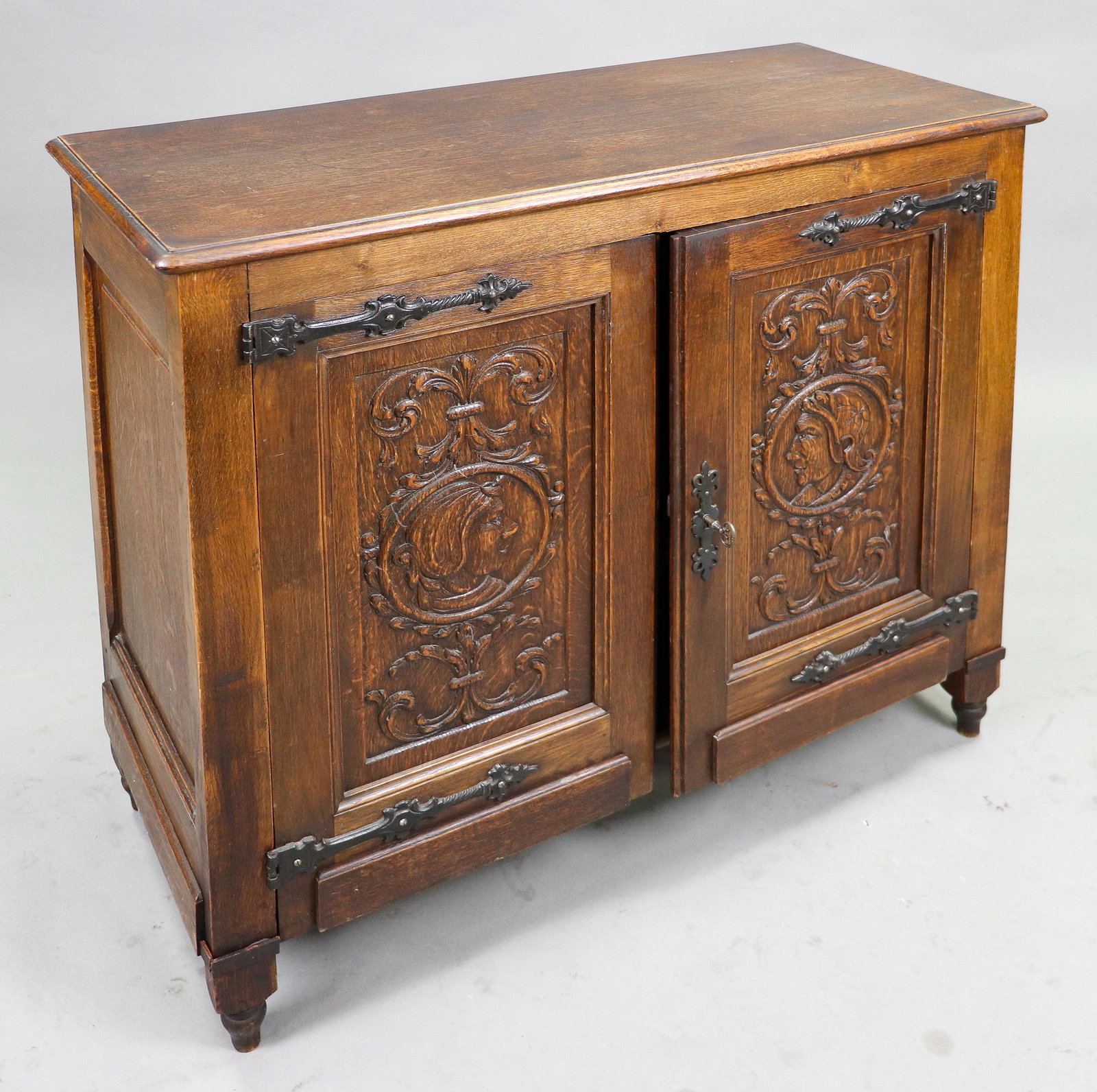 French Carved Oak 2 Door Cabinet (1 of 6)