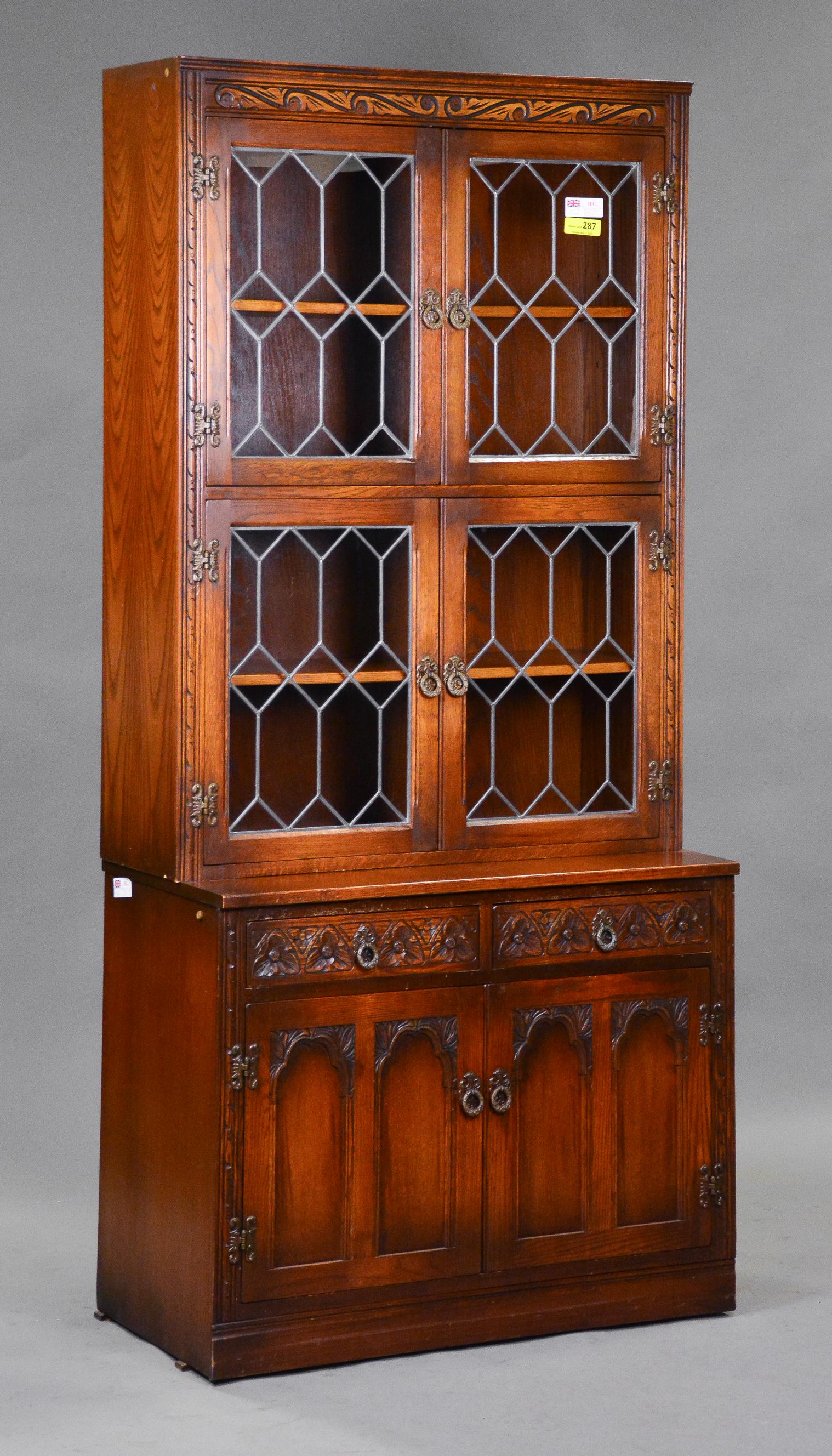 Large Carved Oak Display Cabinet / Bookcase (1 of 5)