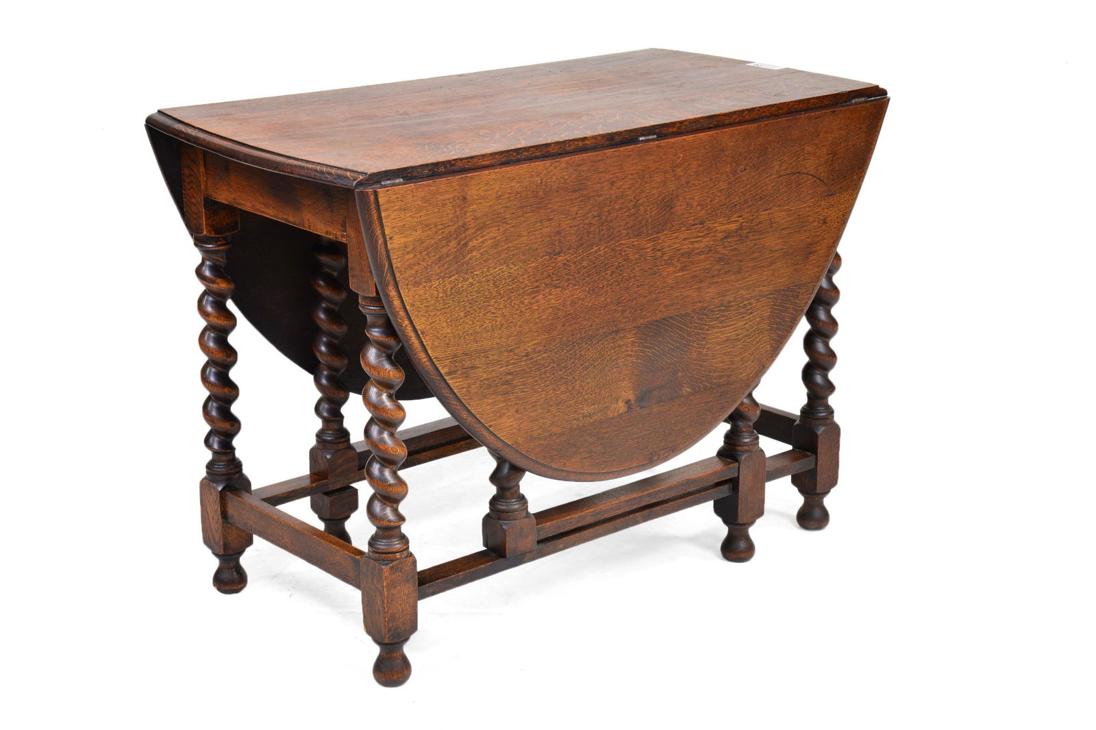 Large British Oak Barley Twist Drop Leaf Table (1 of 5)