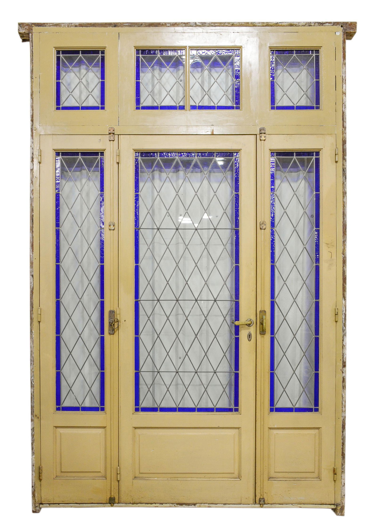 Very Large Painted Blue Stained Glass Door (1 of 5)