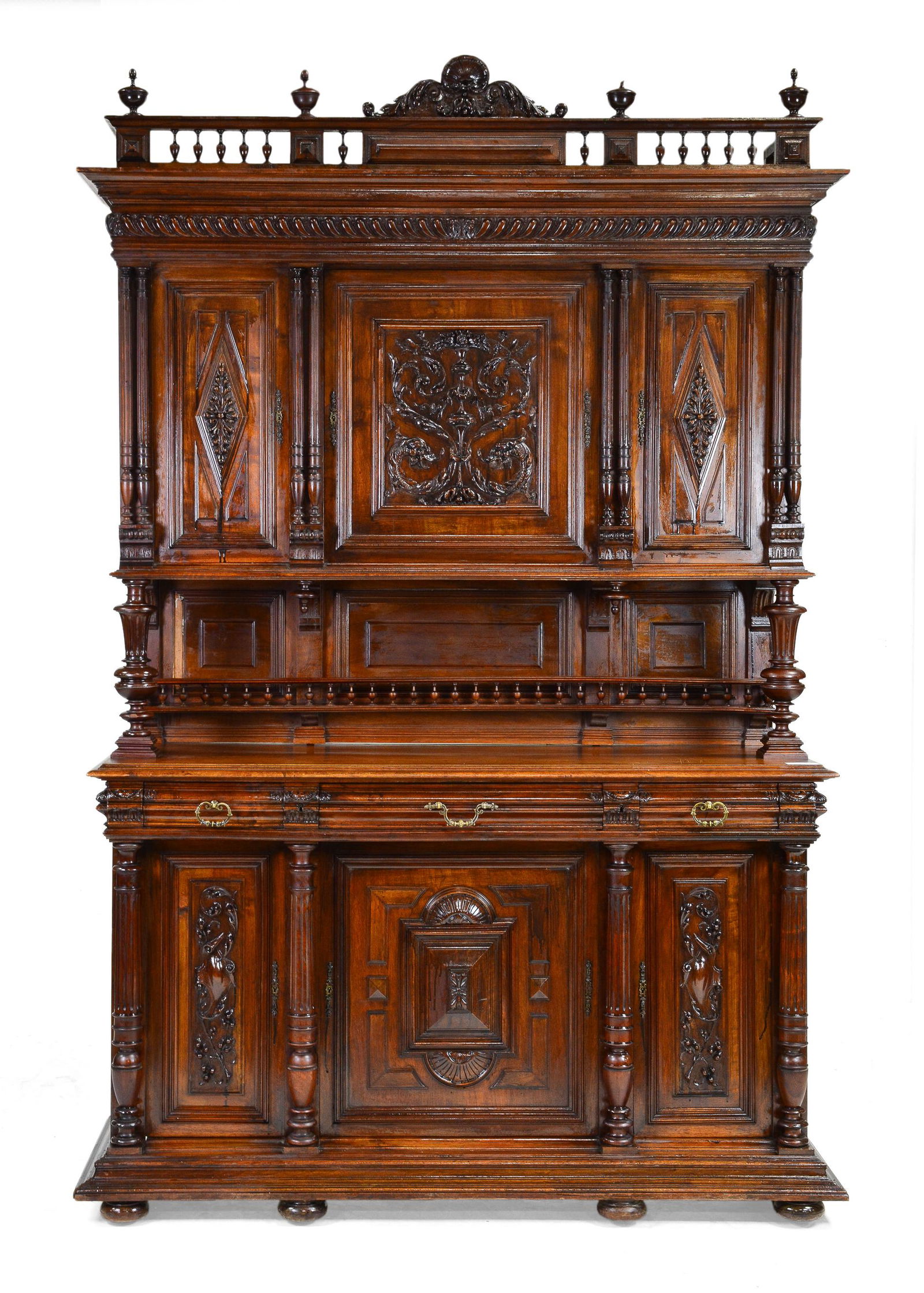 Henri II Style Carved Double Buffet (1 of 8)