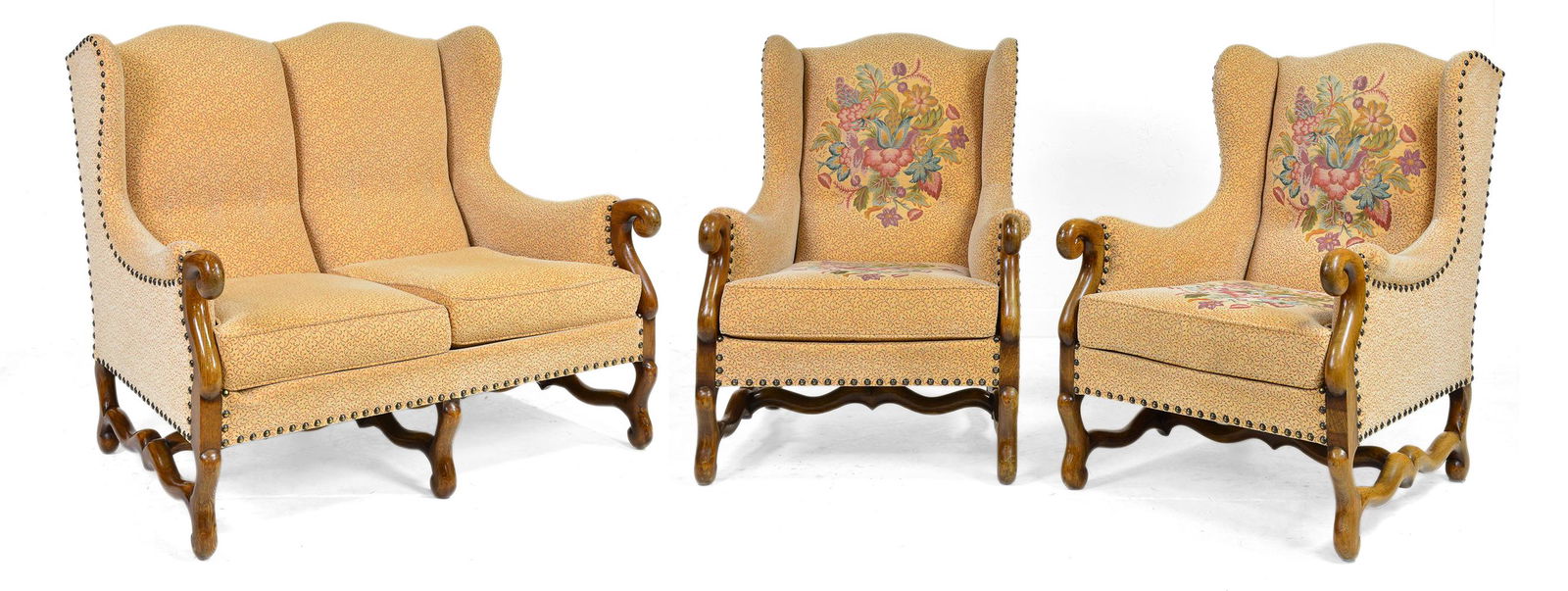Louis XIII Style 3pc Mouton Sofa & 2 Chairs (1 of 8)
