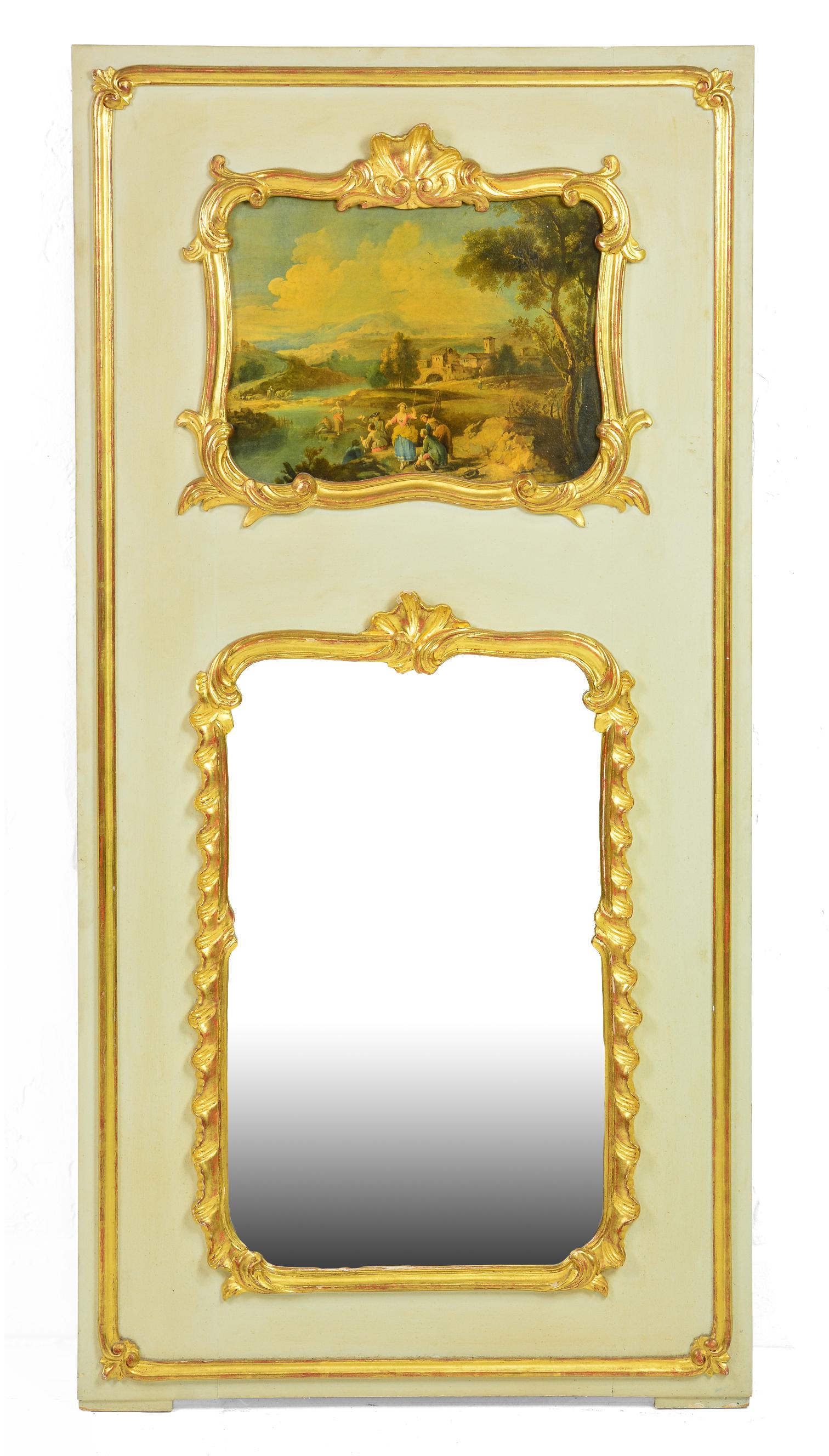 Louis XV Style Painted Trumeau Mirror (1 of 3)