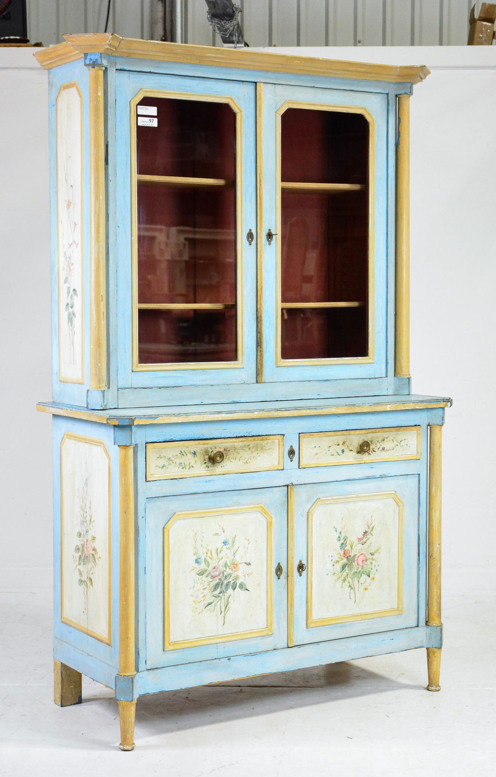 French Painted Step Back Bookcase / Cupboard (1 of 7)