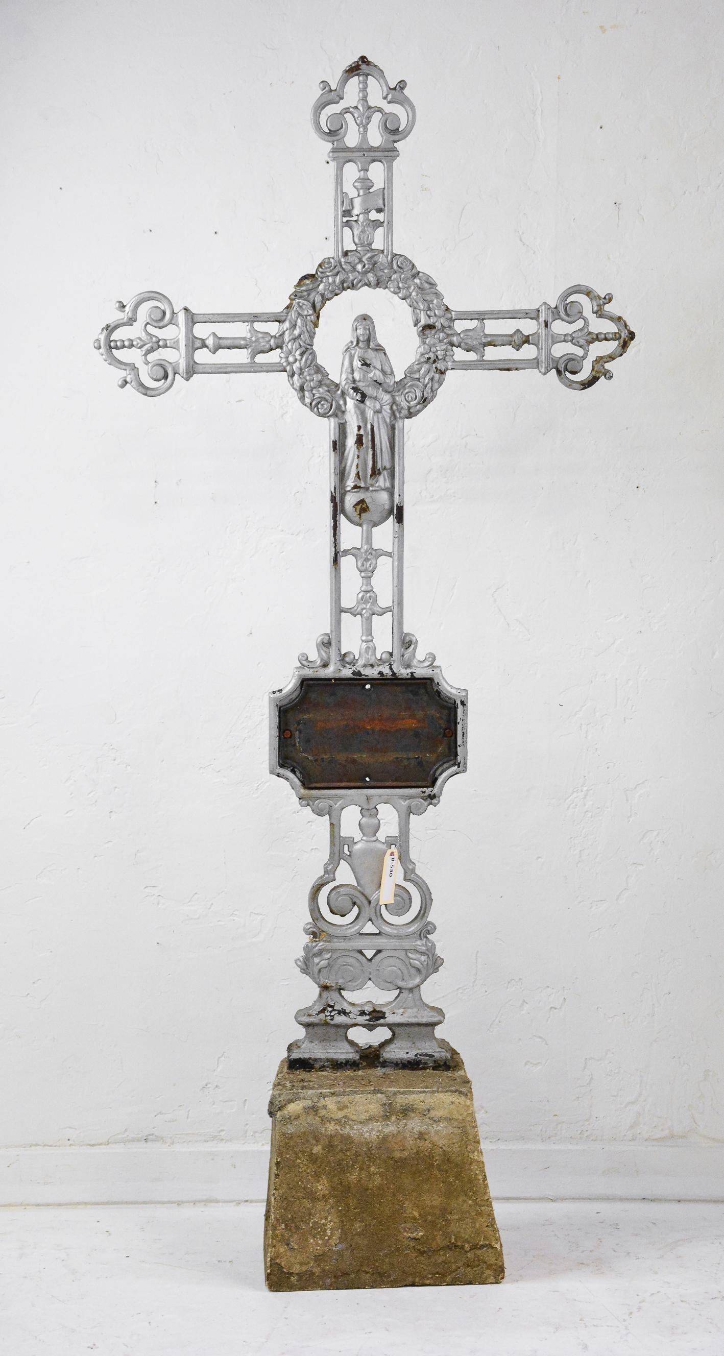 Large Silver Iron Cross with Stone Base (1 of 1)