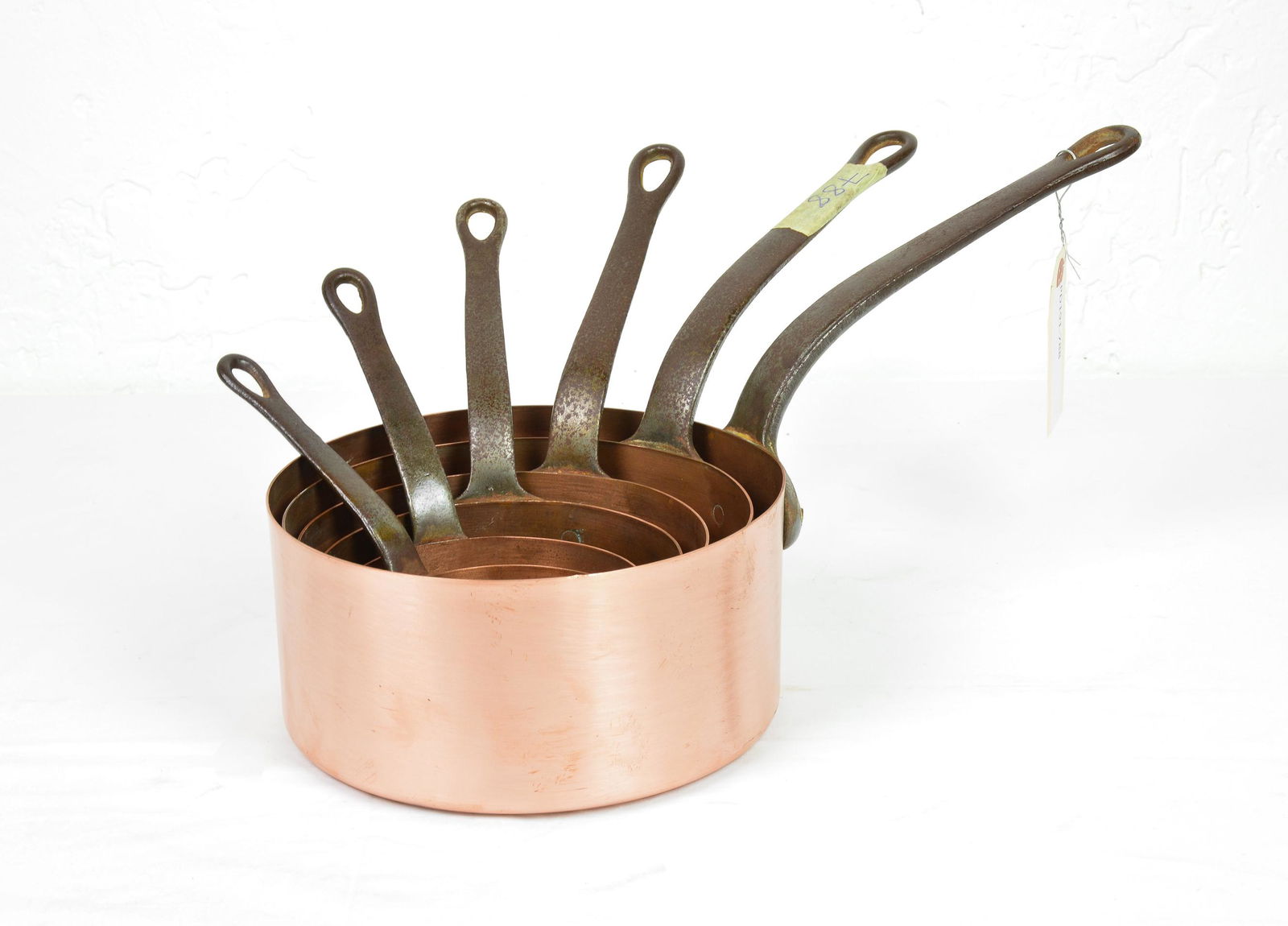 Set Of 6 Graduated Copper Sauce Pans (1 of 3)