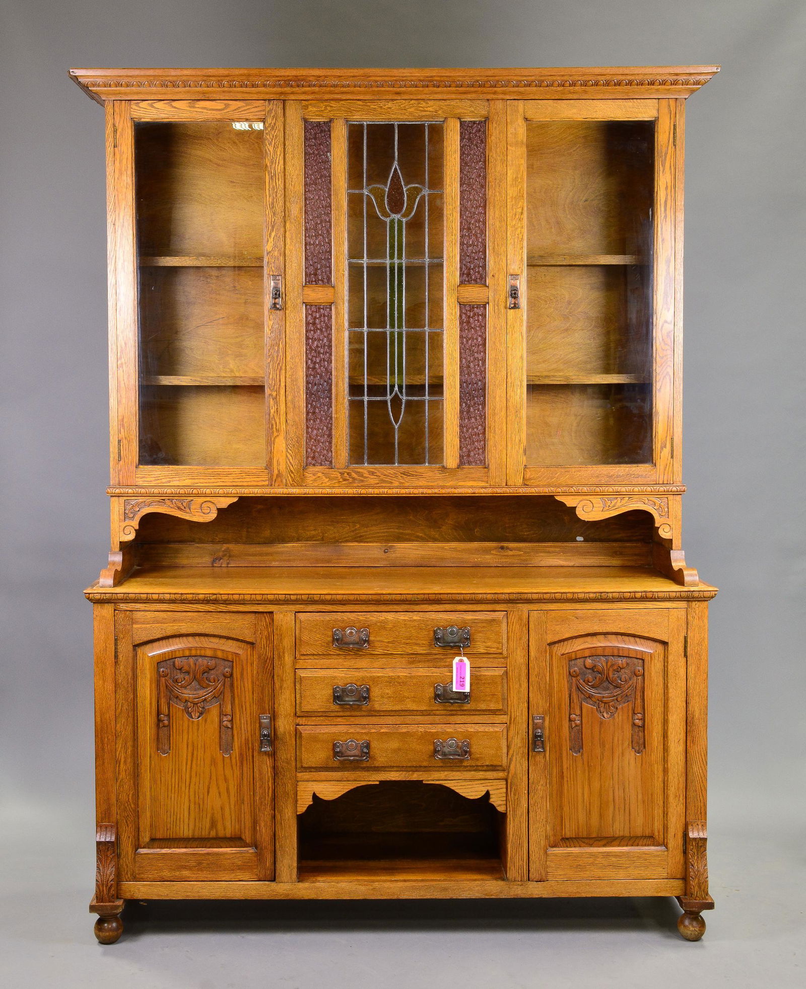 British Stained Glass Step back Cupboard (1 of 4)