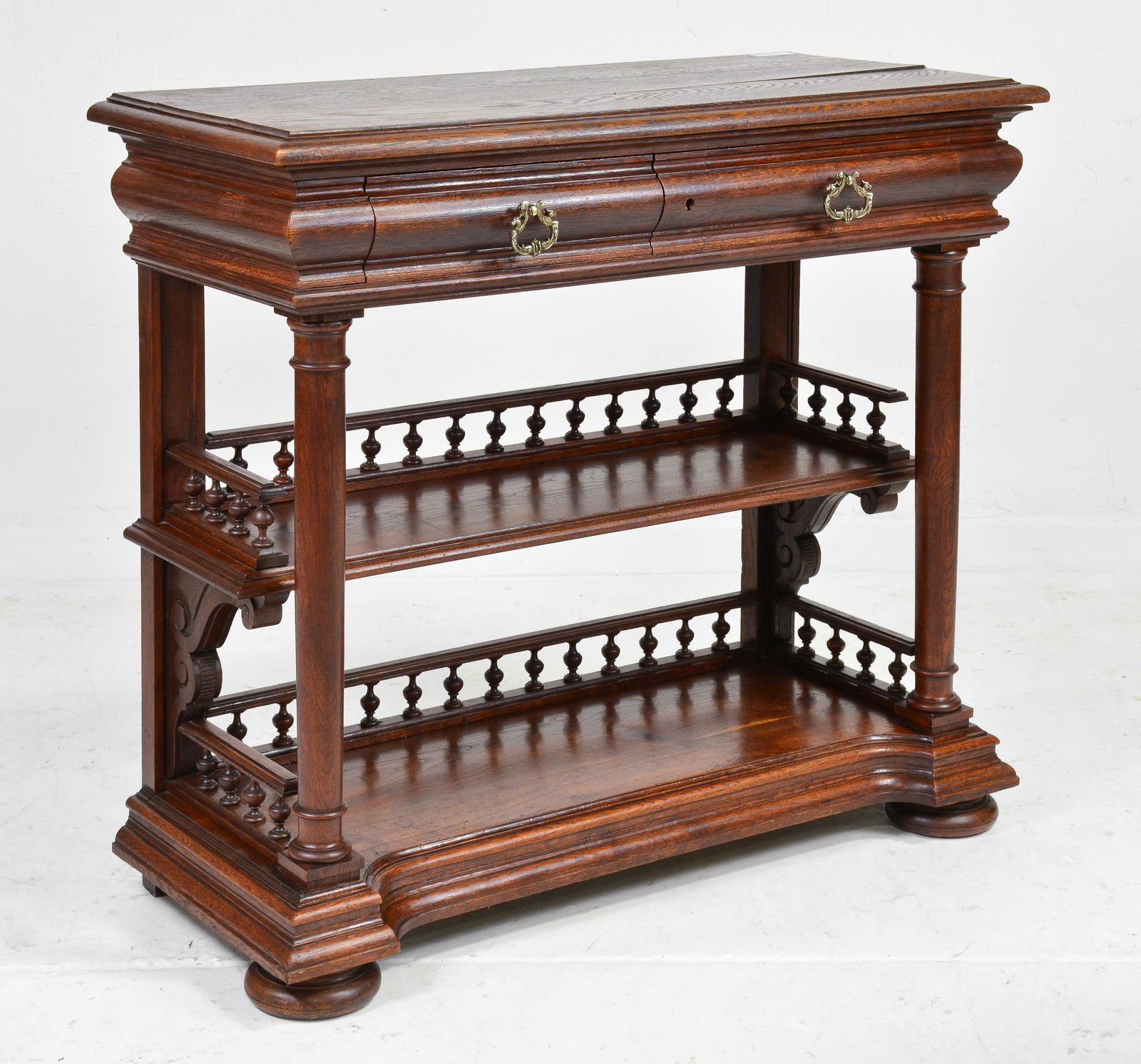 Henri II Style 3 Tier Oak Lift Top Server (1 of 7)