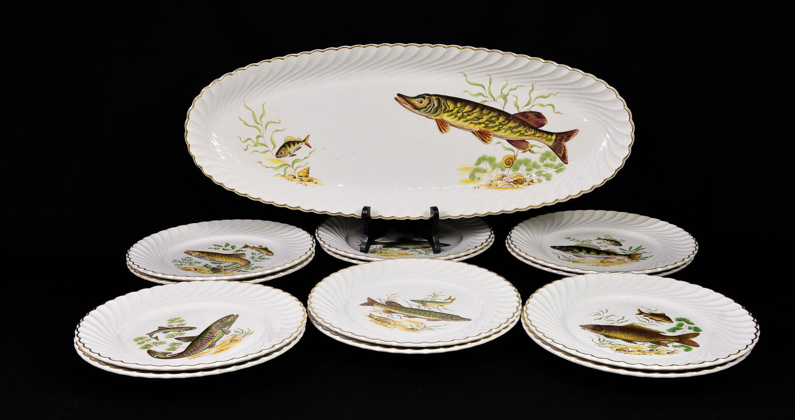 13pc French Fish Plates - Platter & 12 Plates #1 (1 of 3)
