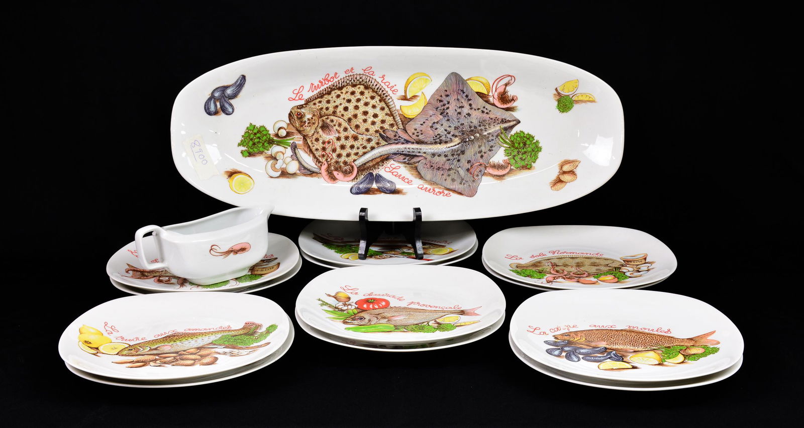13pc French Fish Plates - Platter & 12 Plates #2 (1 of 3)