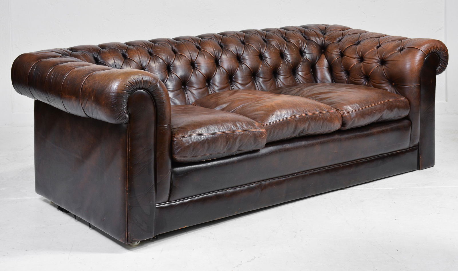 Brown Leather Chesterfield 3 Seat Sofa (1 of 8)
